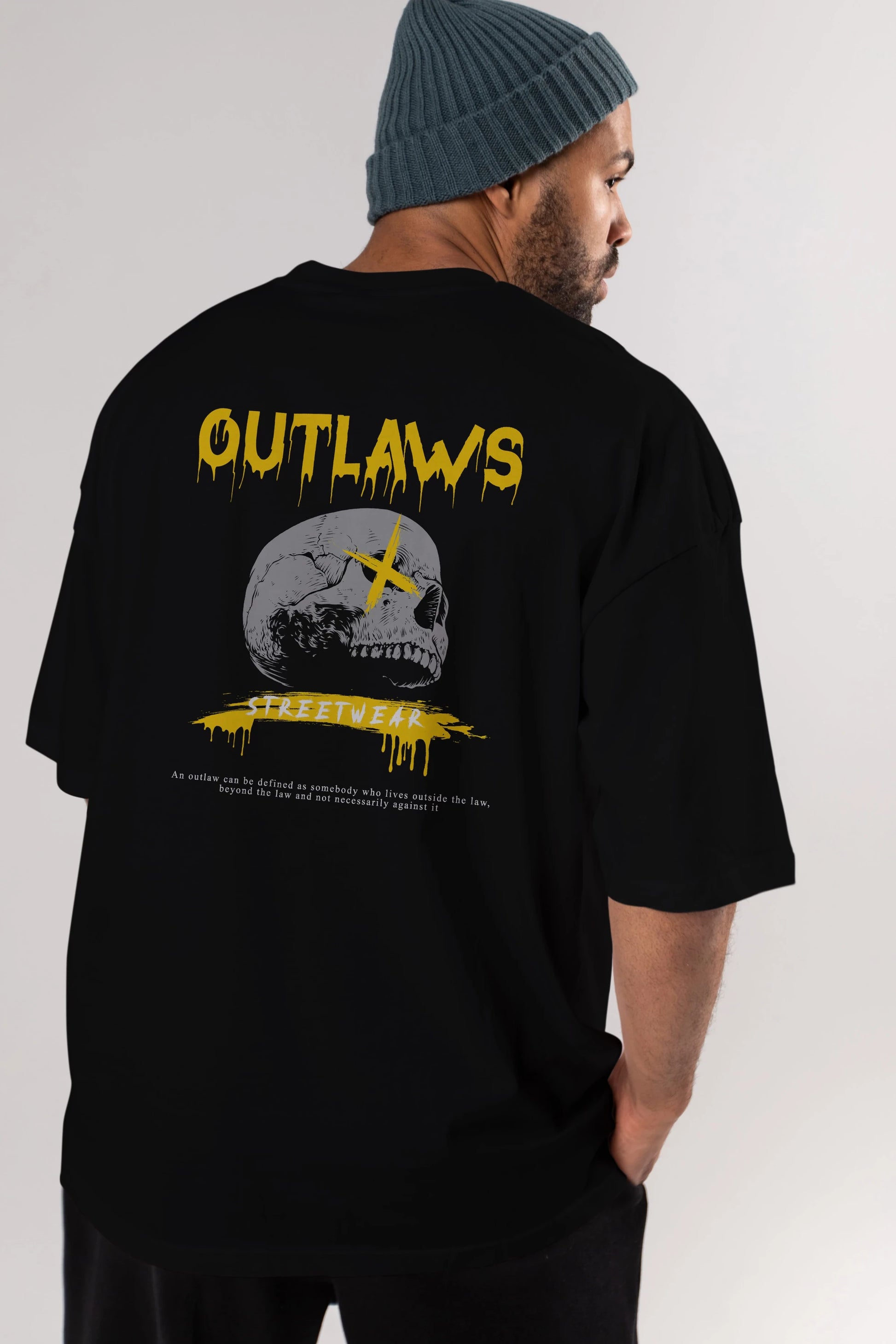 Outlaws Streetwear Arka Baskılı Oversize t-shirt Erkek Kadın Unisex