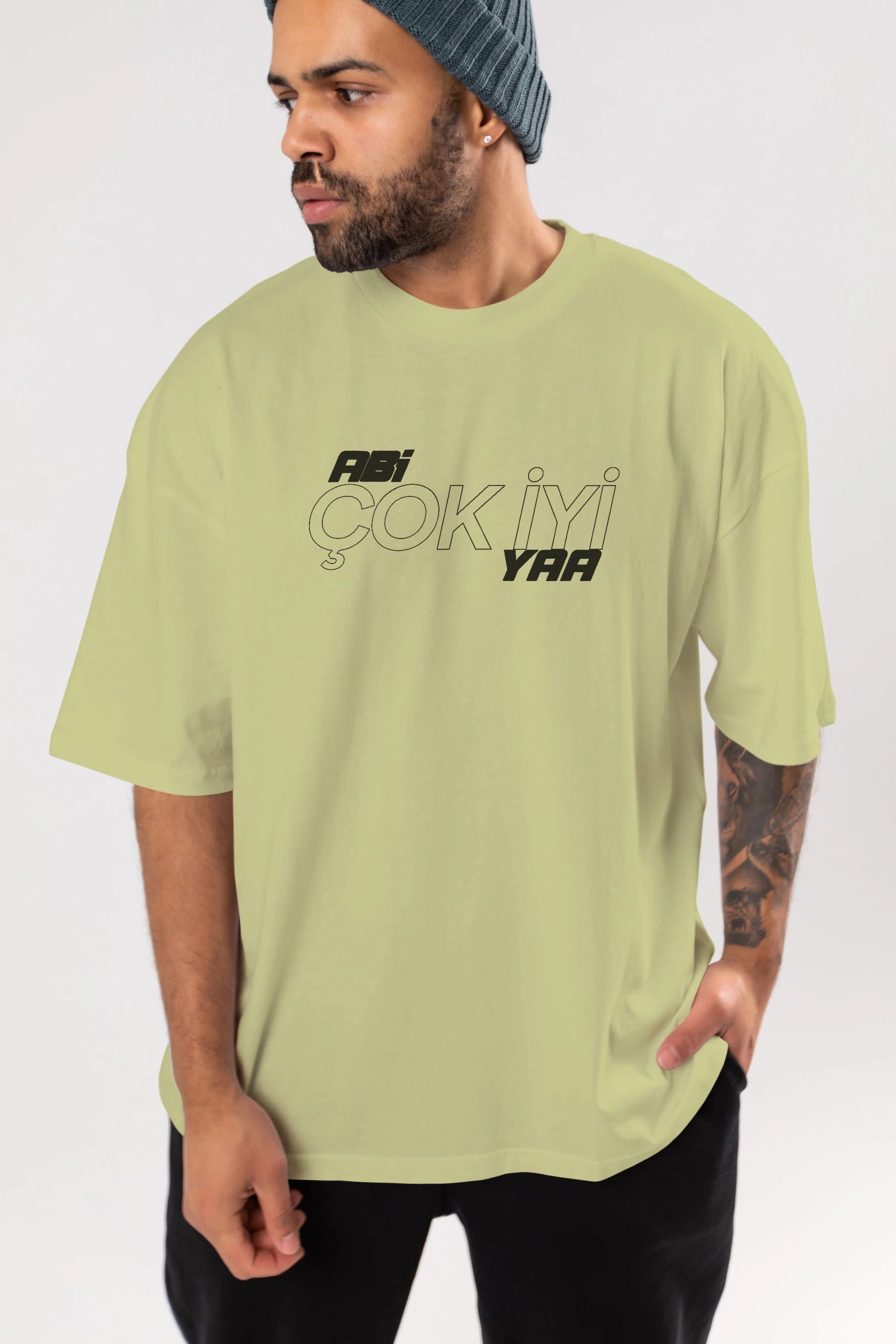 Abi Çok İyi Ya Ön Baskılı Oversize t-shirt %100 pamuk Erkek Kadın Unisex