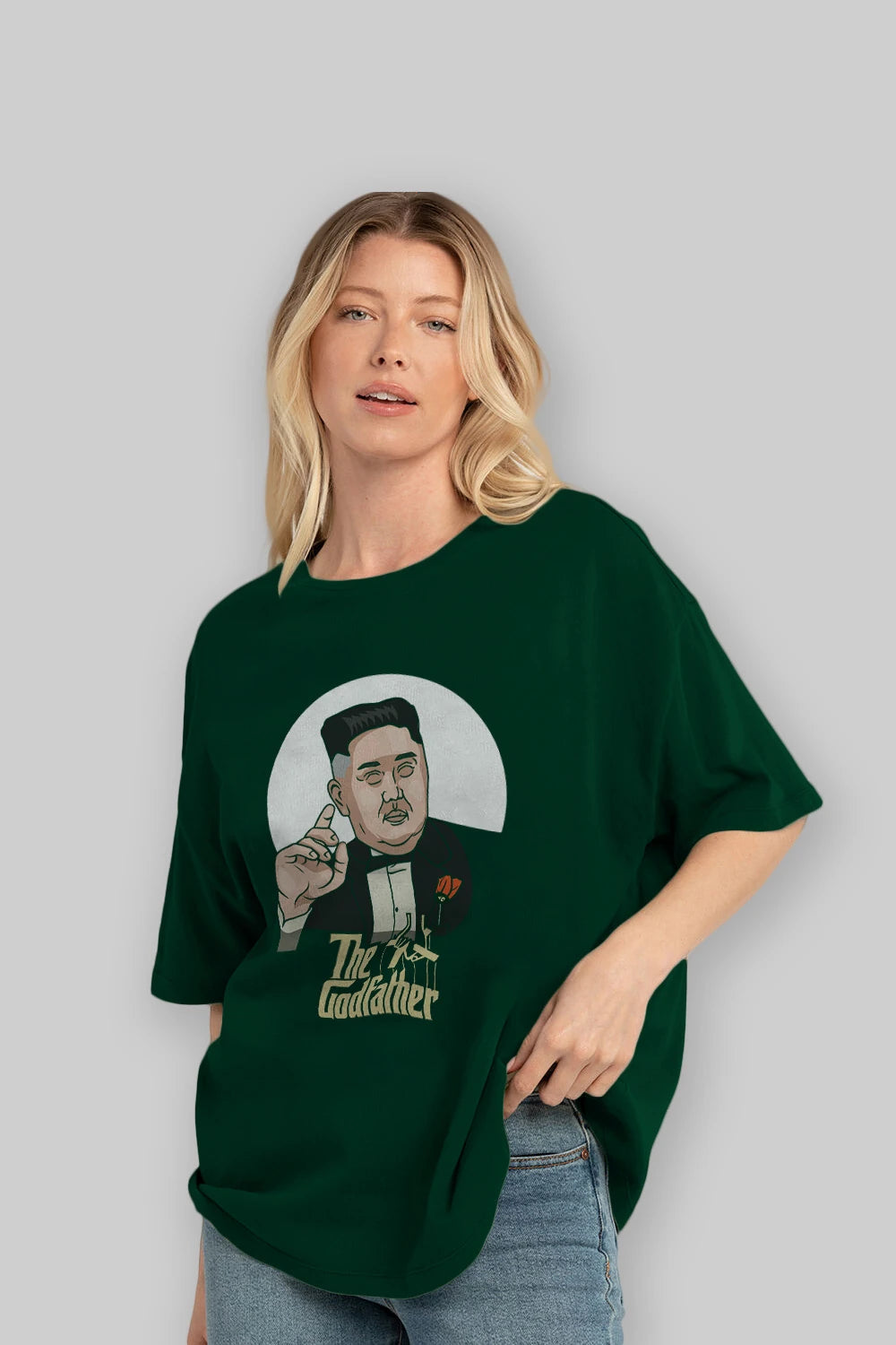 Godfather Jong Un Ön Baskılı Oversize t-shirt Erkek Kadın Unisex %100 Pamuk tişort