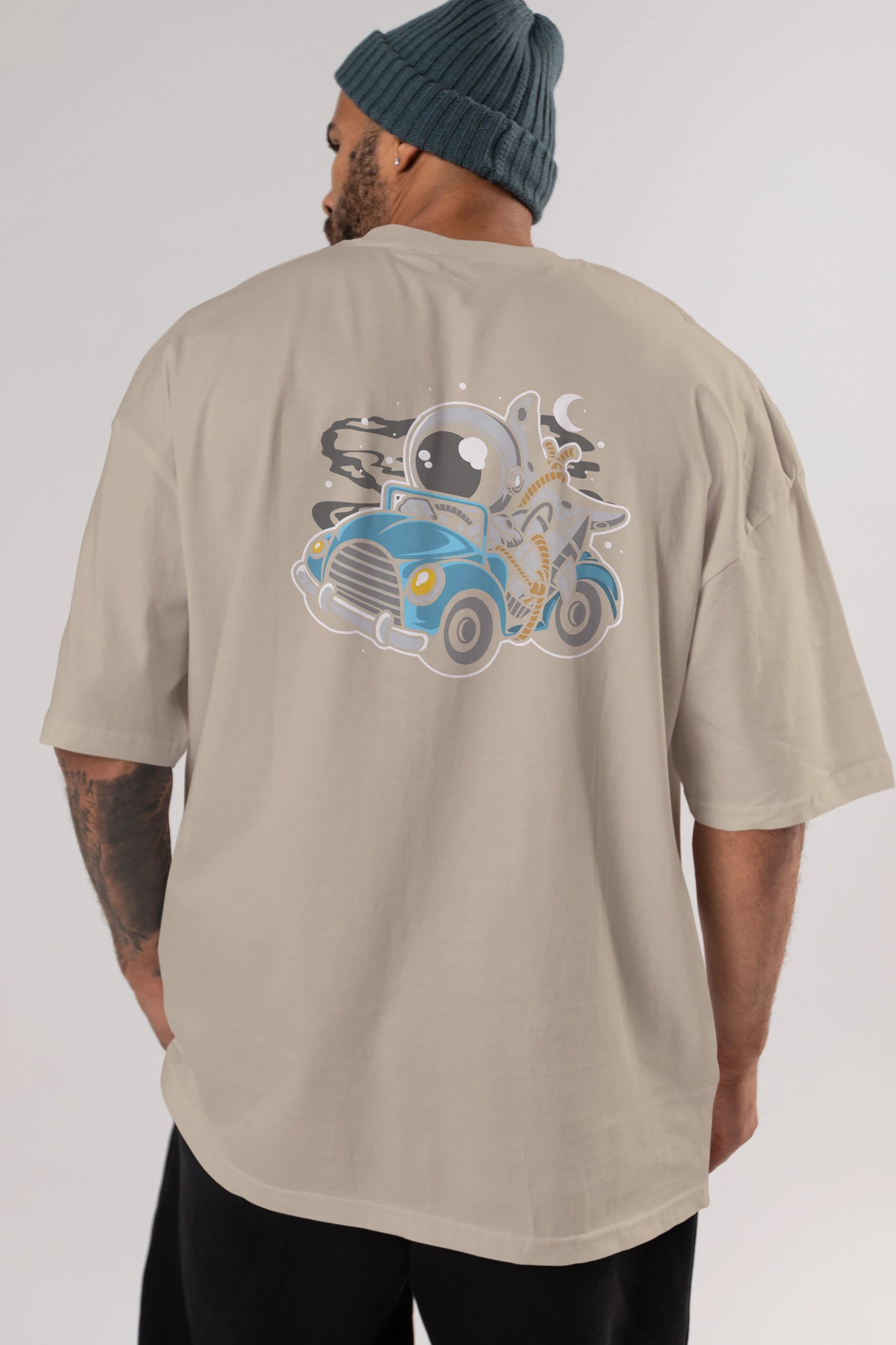 Astronaut Journey Arka Baskılı Oversize t-shirt Erkek Kadın Unisex