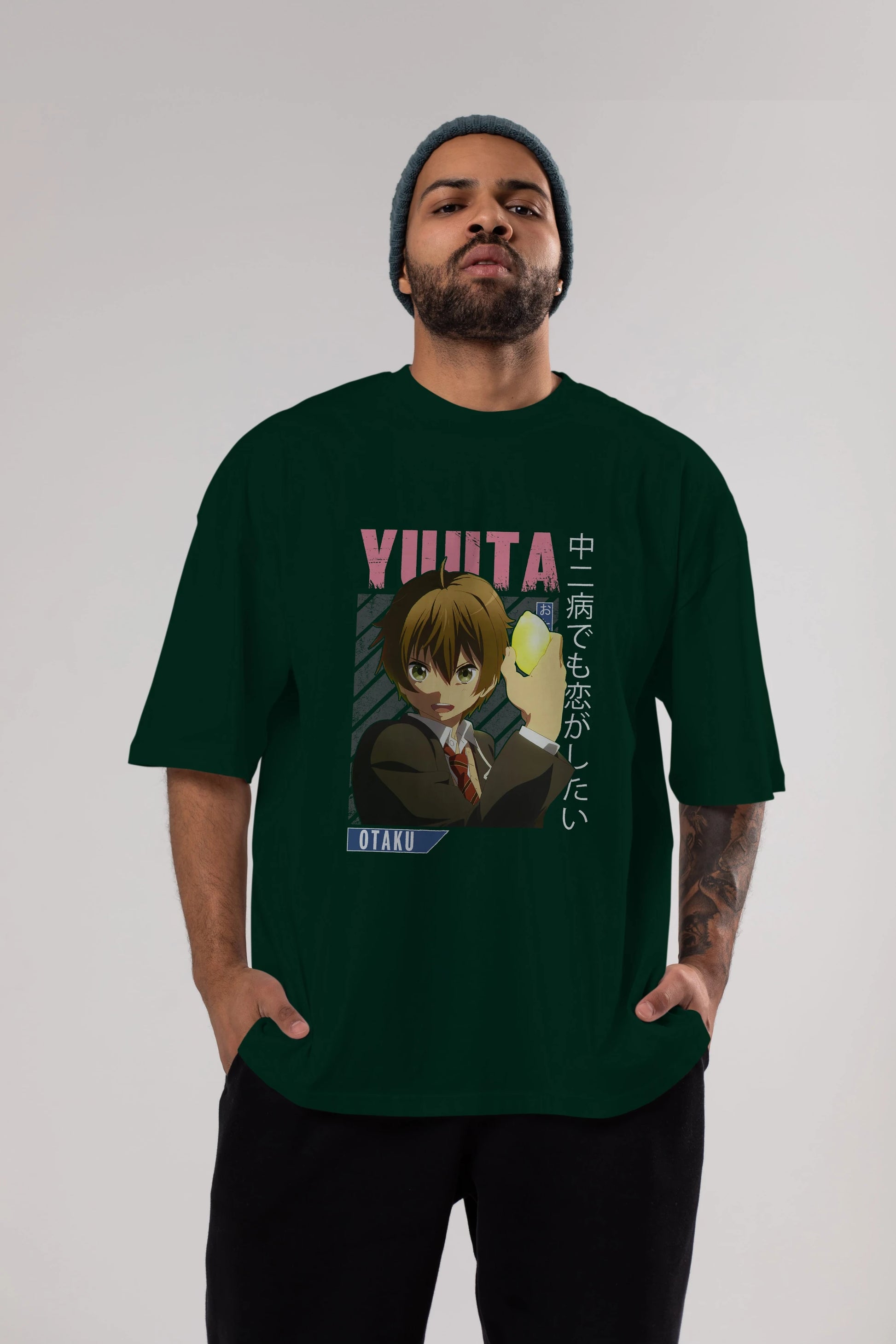 Yuuta Togashi 2 Anime Ön Baskılı Oversize t-shirt %100 pamuk Erkek Kadın Unisex