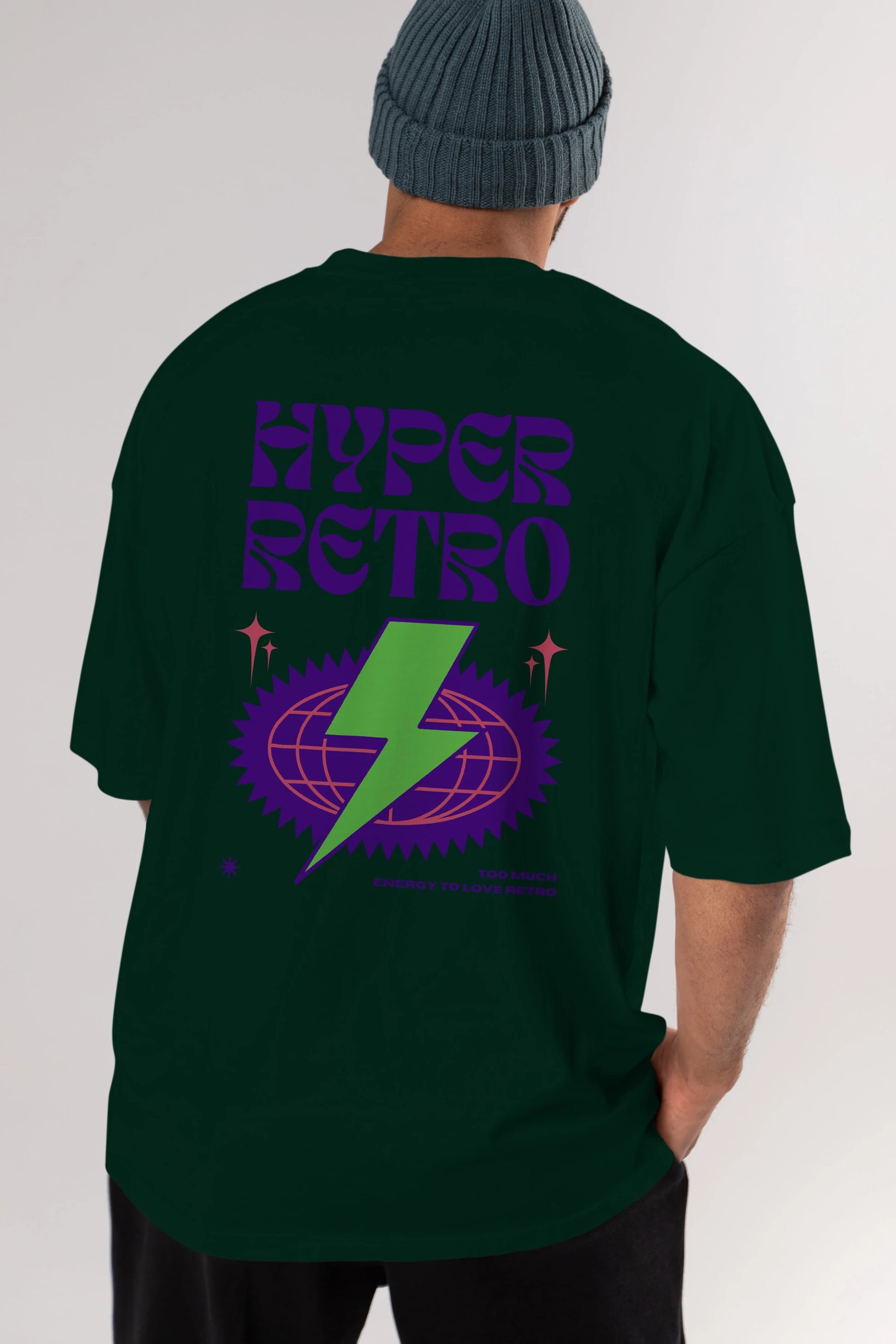 Hyper Retro Yazılı Arka Baskılı Oversize t-shirt Erkek Kadın Unisex