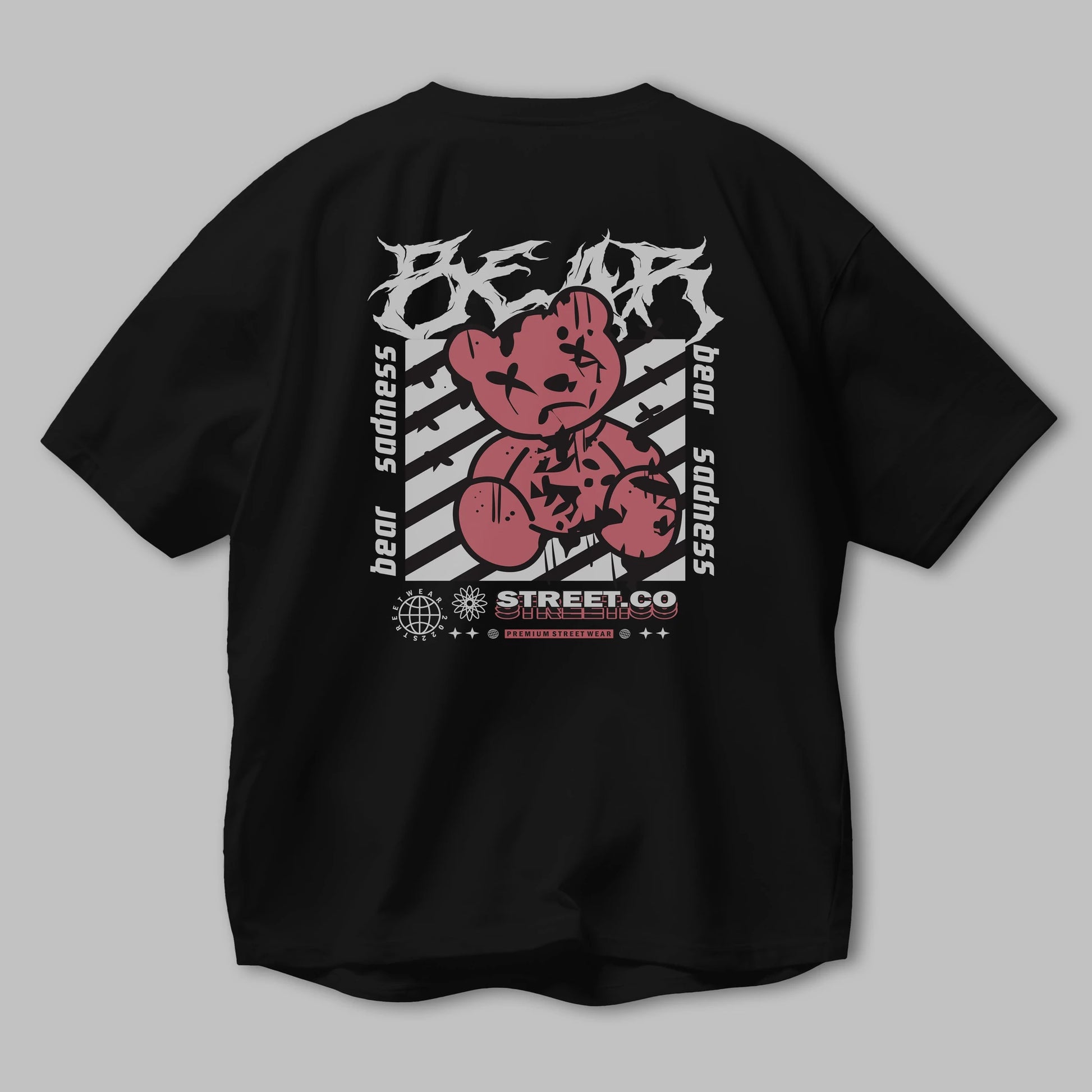 Bear Sadness Arka Baskılı Oversize t-shirt Erkek Kadın Unisex