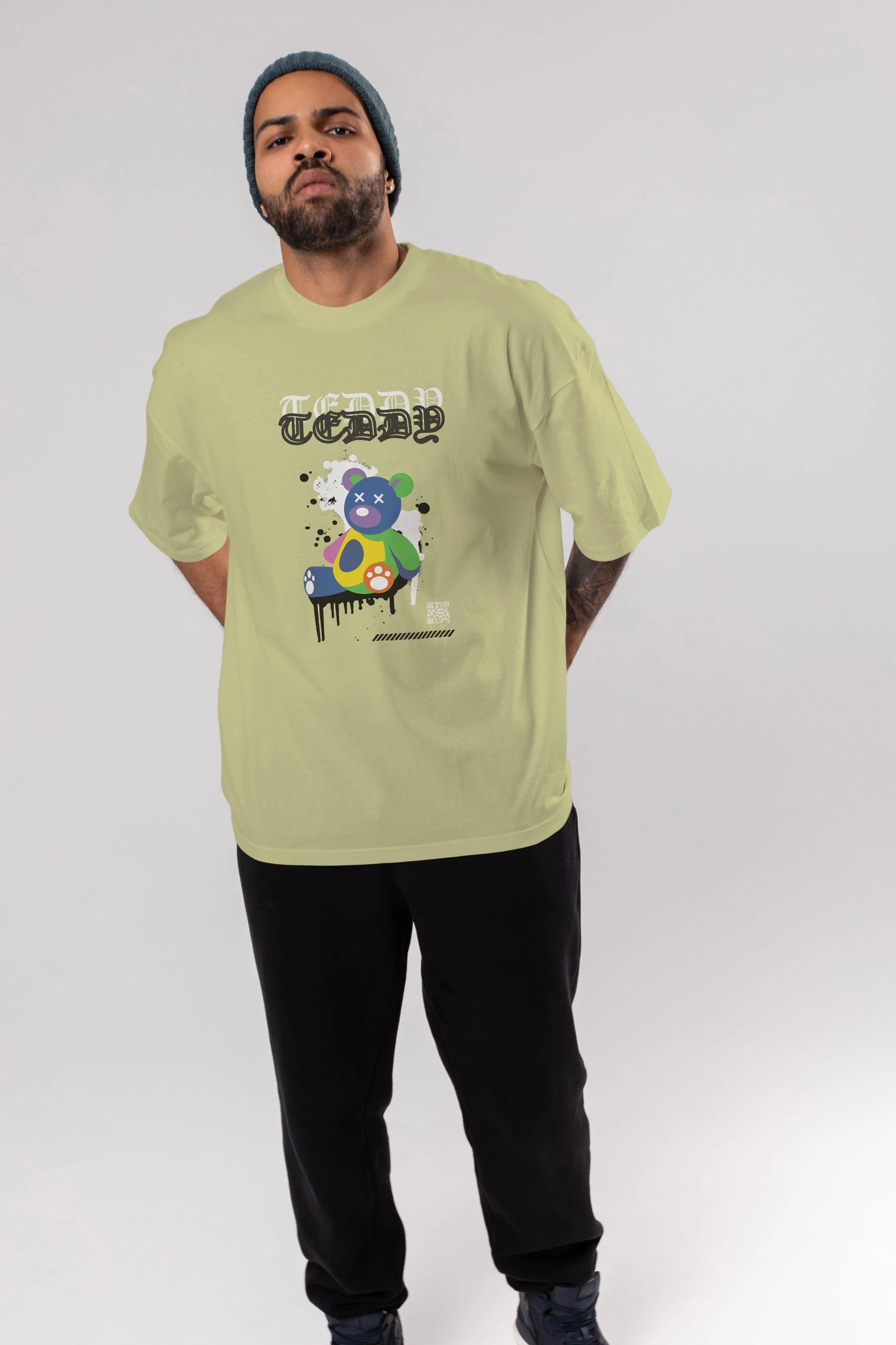 Teddy Bear Ön Baskılı Oversize t-shirt Erkek Kadın Unisex