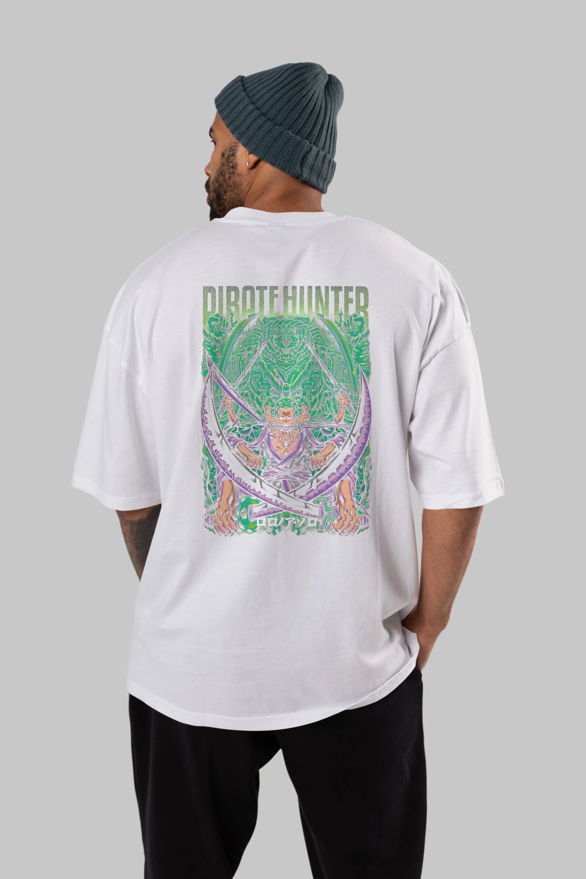 RORONOA ZORO 3 Anime Arka Baskılı Oversize t-shirt Erkek Kadın Unisex
