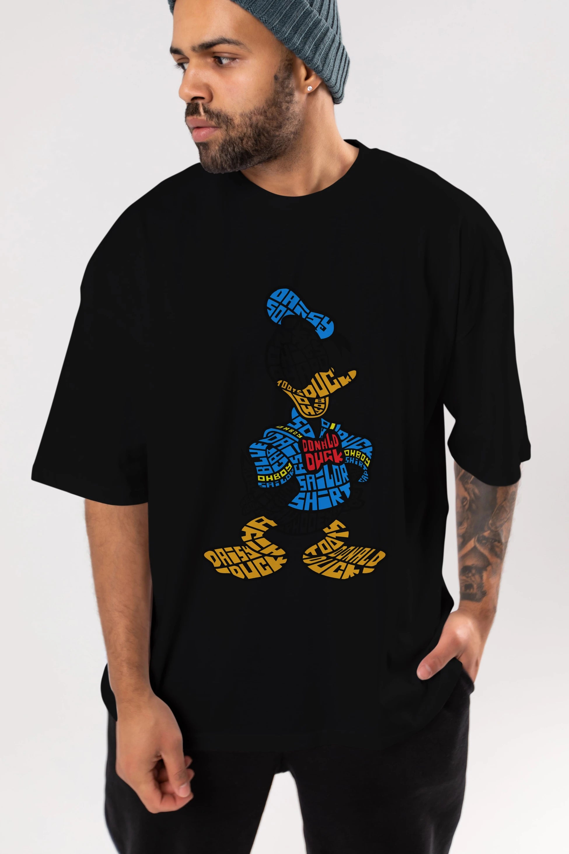 Donald Ön Baskılı Oversize t-shirt %100 pamuk Erkek Kadın Unisex