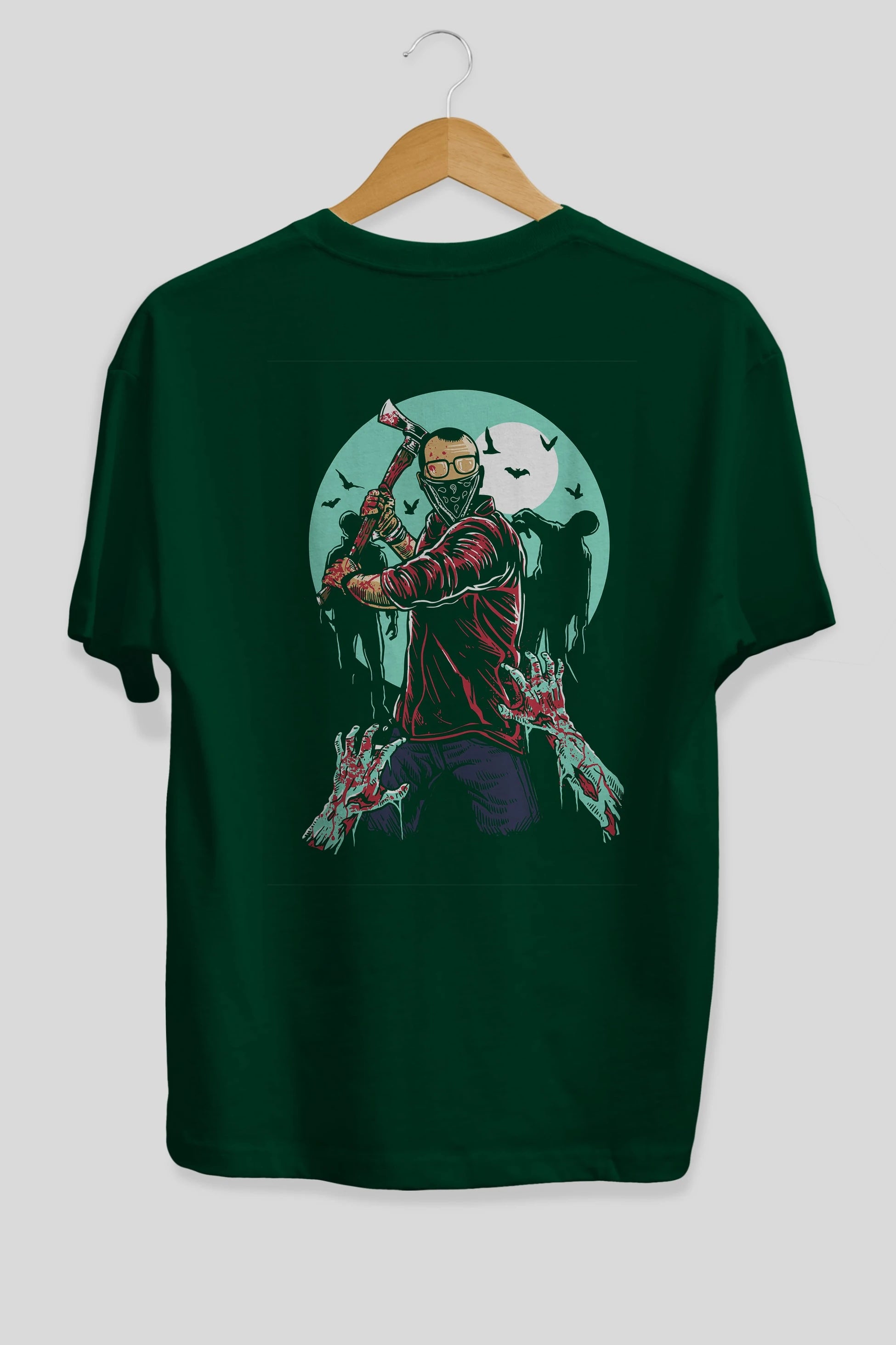 Zombie Killer Arka Baskılı Oversize t-shirt Erkek Kadın Unisex %100 Pamuk