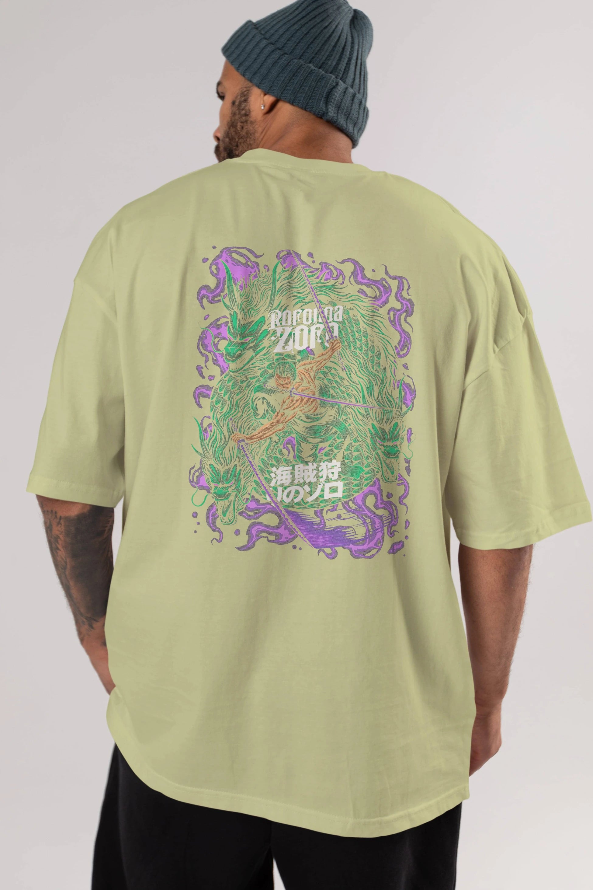 RORONOA ZORO 5 Anime Arka Baskılı Oversize t-shirt Erkek Kadın Unisex