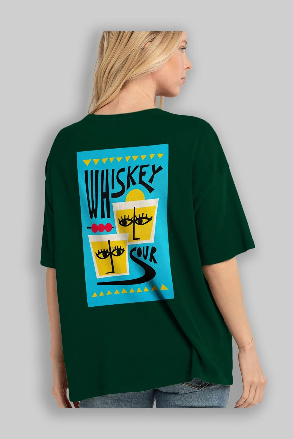 Whiskey Sour 2 Arka Baskılı Oversize t-shirt Erkek Kadın Unisex %100 Pamuk Bisiklet Yaka tişort