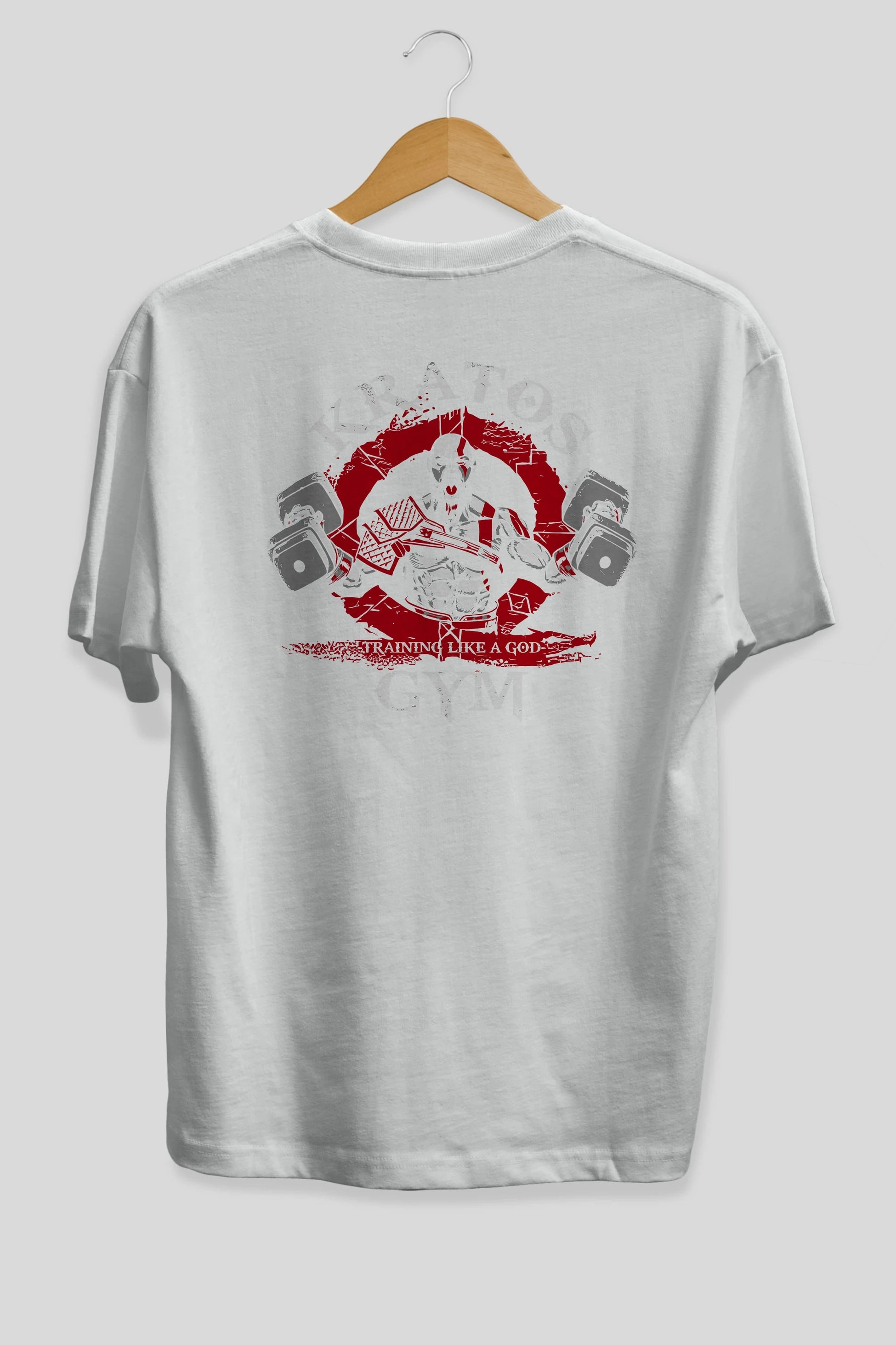 Kratos GYM Arka Baskılı Oversize t-shirt Erkek Kadın Unisex %100 Pamuk Bisiklet Yaka tişort