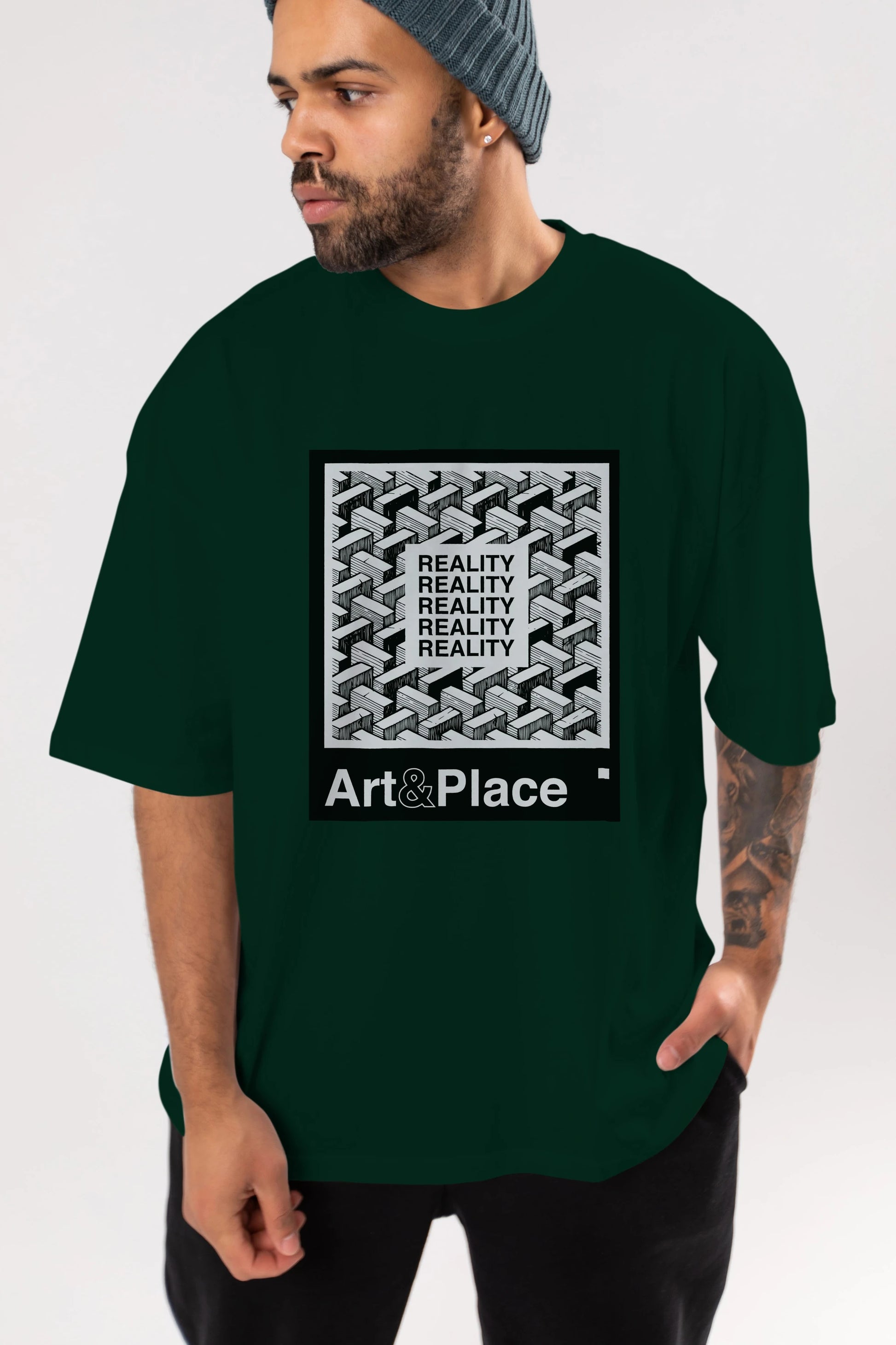 Reality Ön Baskılı Oversize t-shirt Erkek Kadın Unisex