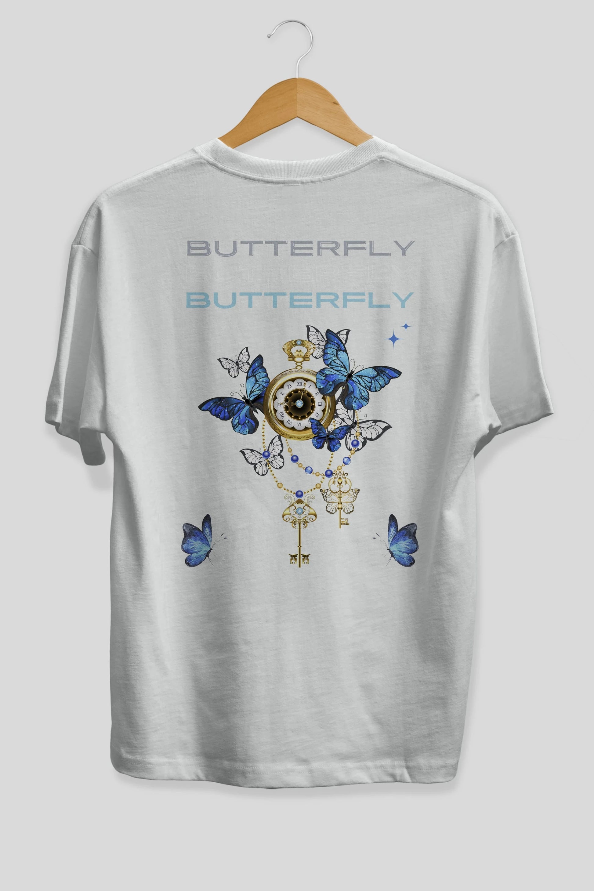 Butterfly Yazılı Arka Baskılı Oversize t-shirt Erkek Kadın Unisex