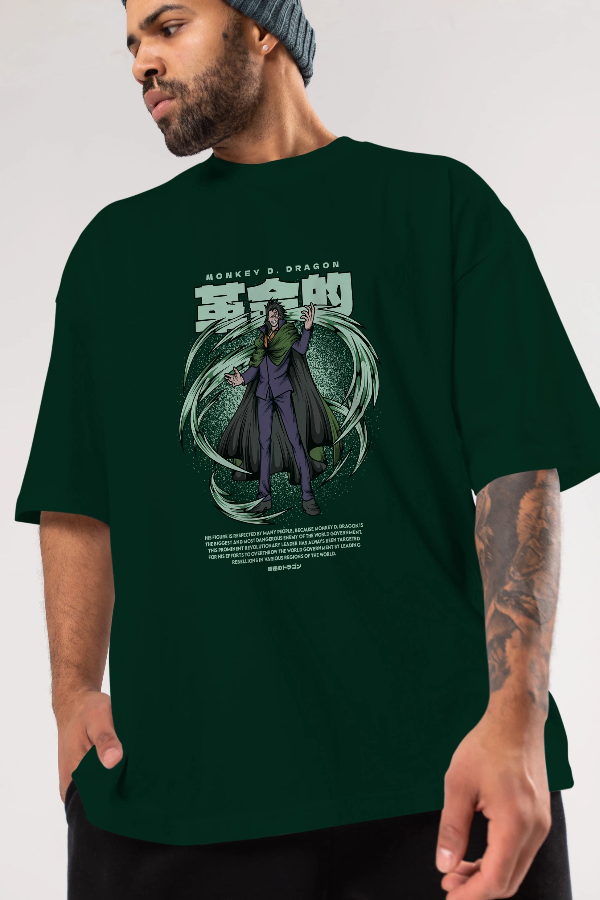 Monkey D. Dragon Anime Ön Baskılı Oversize t-shirt %100 pamuk Erkek Kadın Unisex