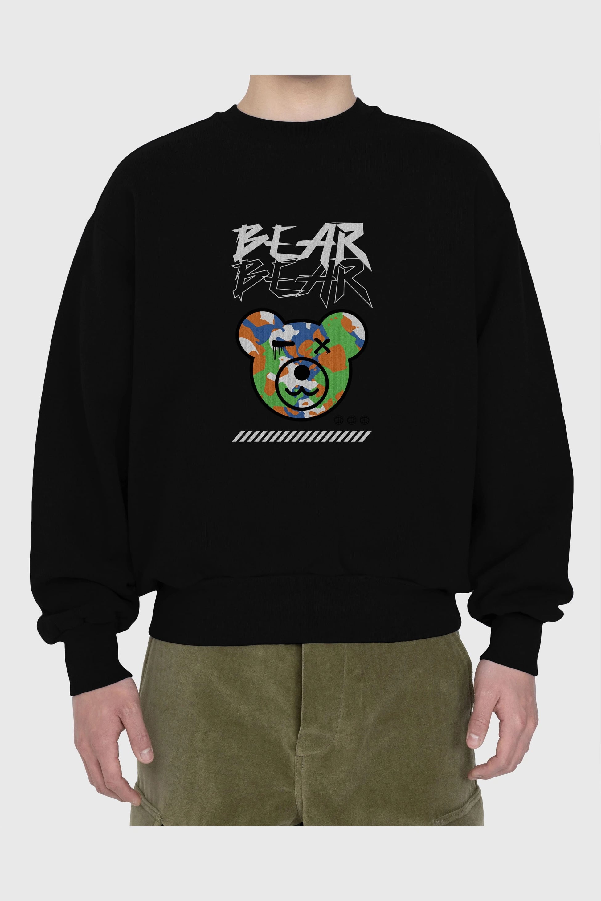 Bear Bear Ön Baskılı Oversize Sweatshirt Erkek Kadın Unisex