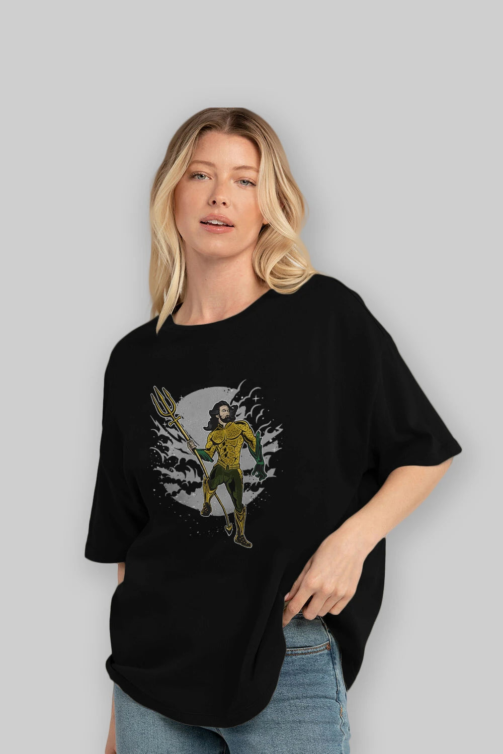 AQUAMAN Ön Baskılı Oversize t-shirt Erkek Kadın Unisex %100 Pamuk tişort