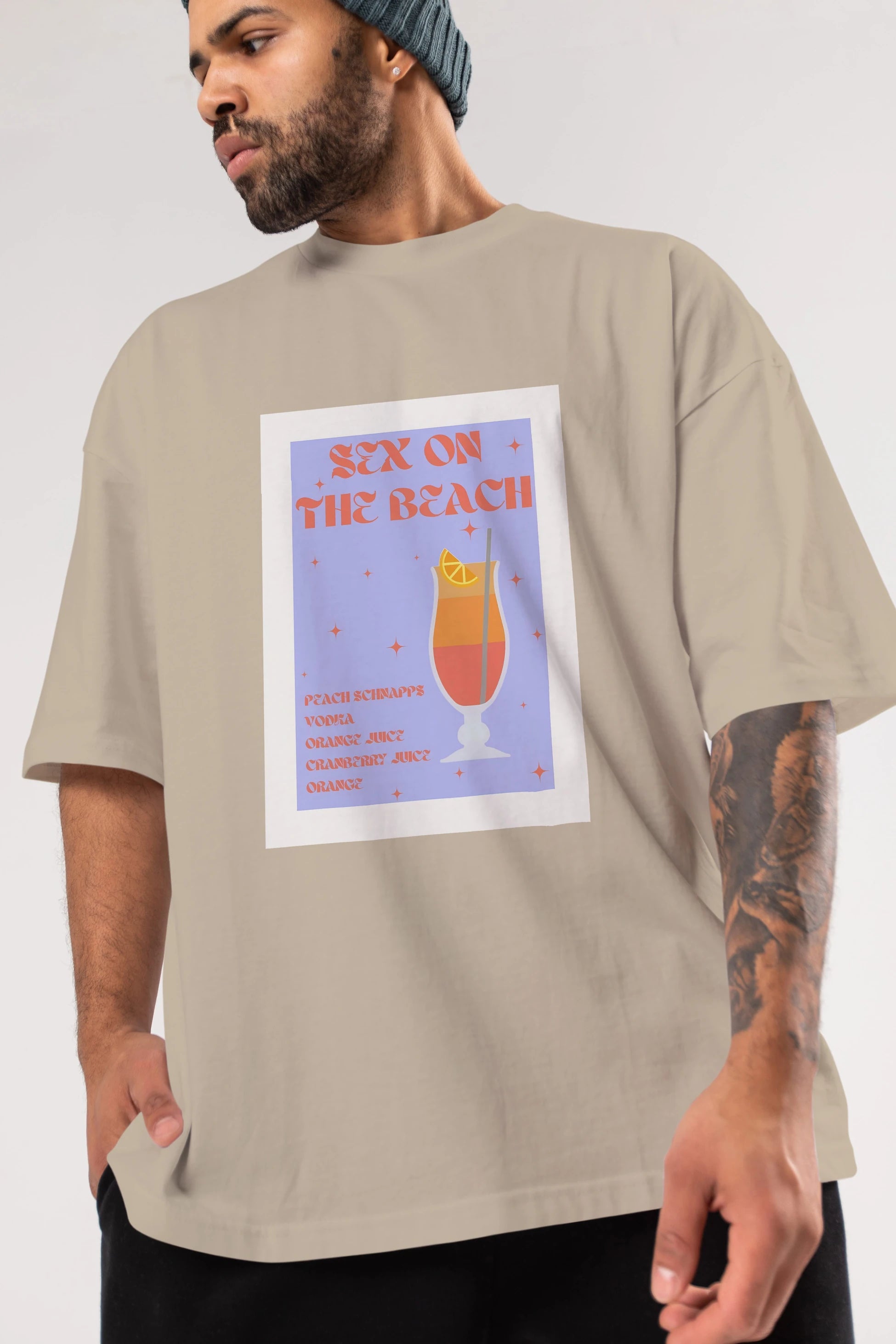 Sex On The Beach Ön Baskılı Oversize t-shirt Erkek Kadın Unisex %100 Pamuk Bisiklet Yaka tişort