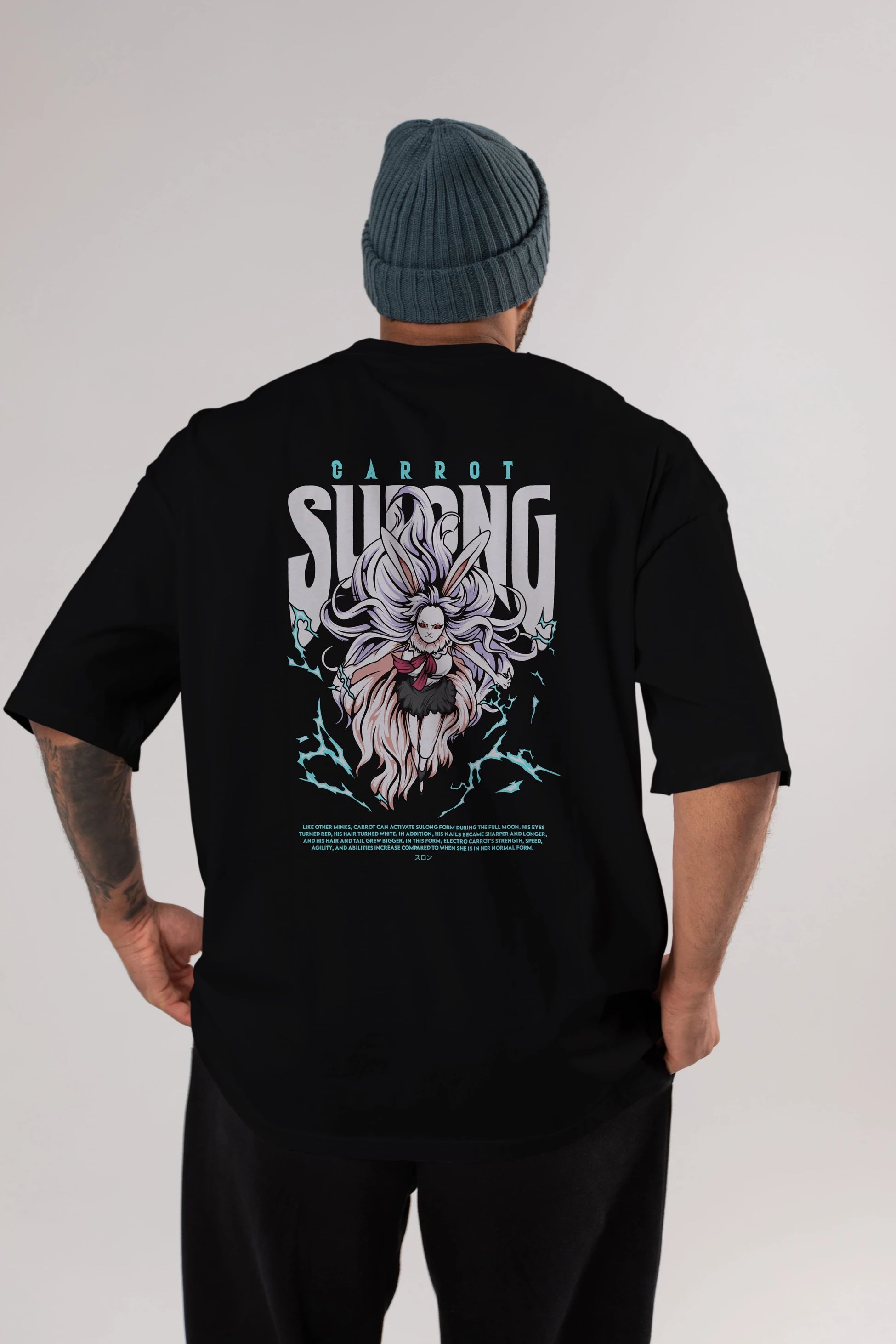 Carrot Sulong Anime Arka Baskılı Oversize t-shirt Erkek Kadın Unisex