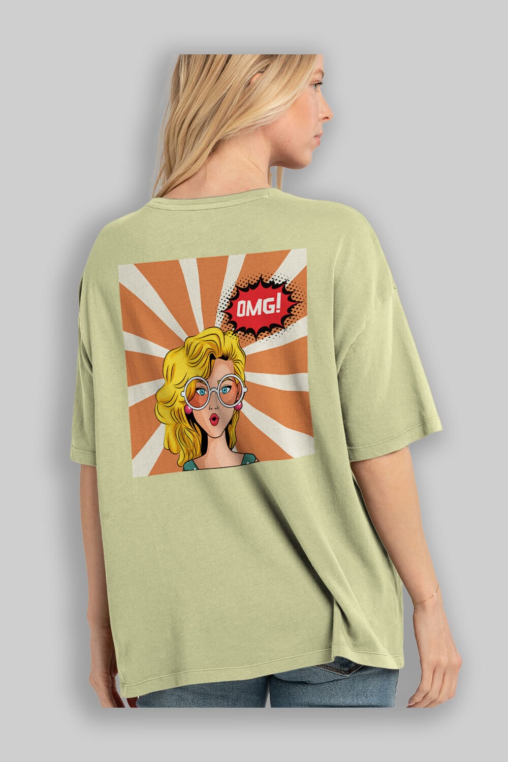 OMG Yazılı Retro Arka Baskılı Oversize t-shirt Erkek Kadın Unisex