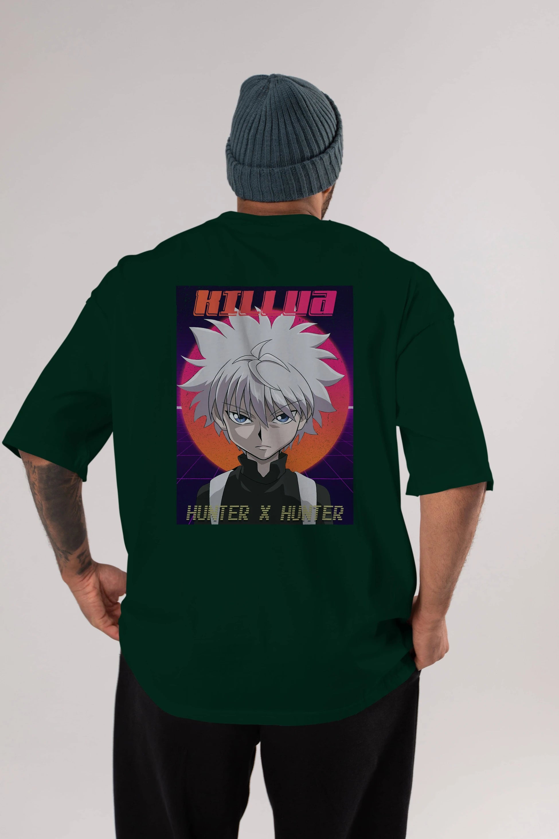 Killua Zoldyck 12 1 Anime Arka Baskılı Oversize t-shirt Erkek Kadın Unisex