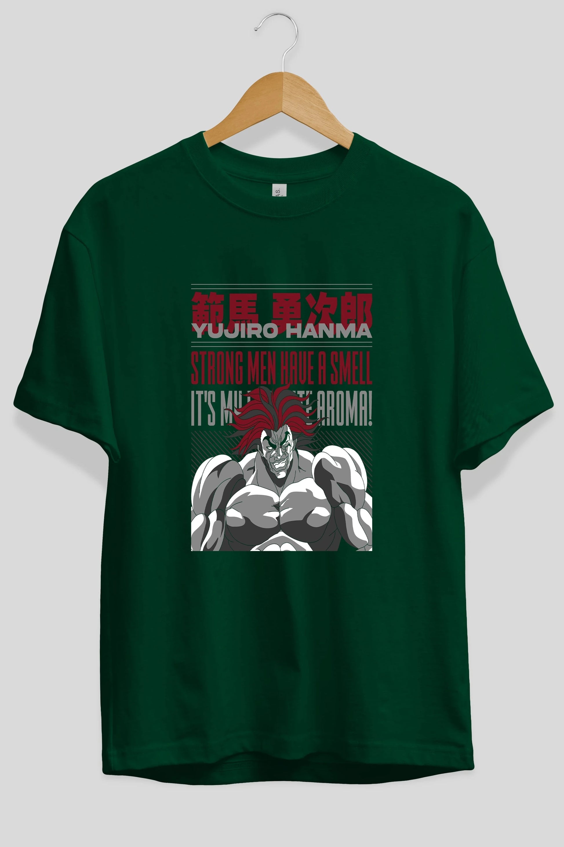 YUJIRO HANMA Anime Ön Baskılı Oversize t-shirt %100 pamuk Erkek Kadın Unisex