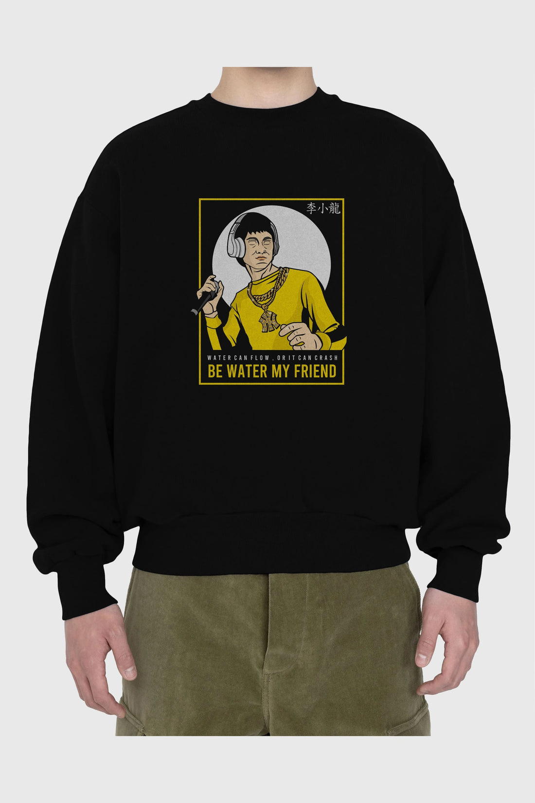 Bruce Lee Rapper Ön Baskılı Oversize Sweatshirt Erkek Kadın Unisex