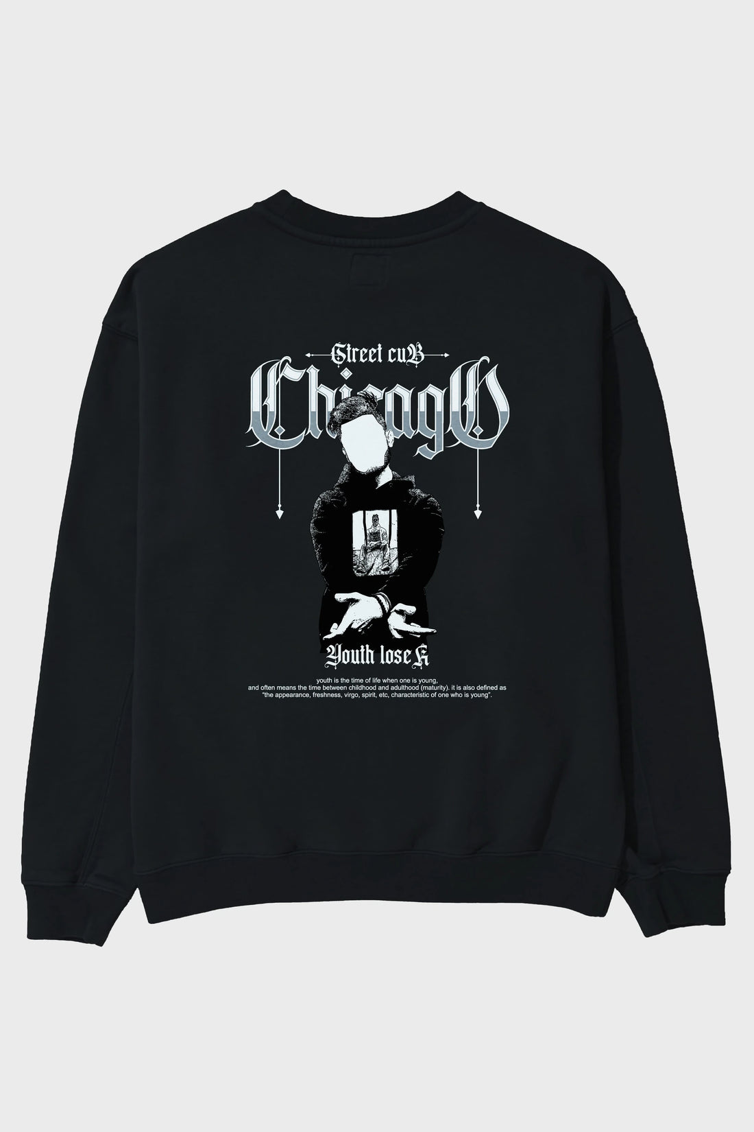 Chicago Street Club Arka Baskılı Oversize Sweatshirt Erkek Kadın Unisex