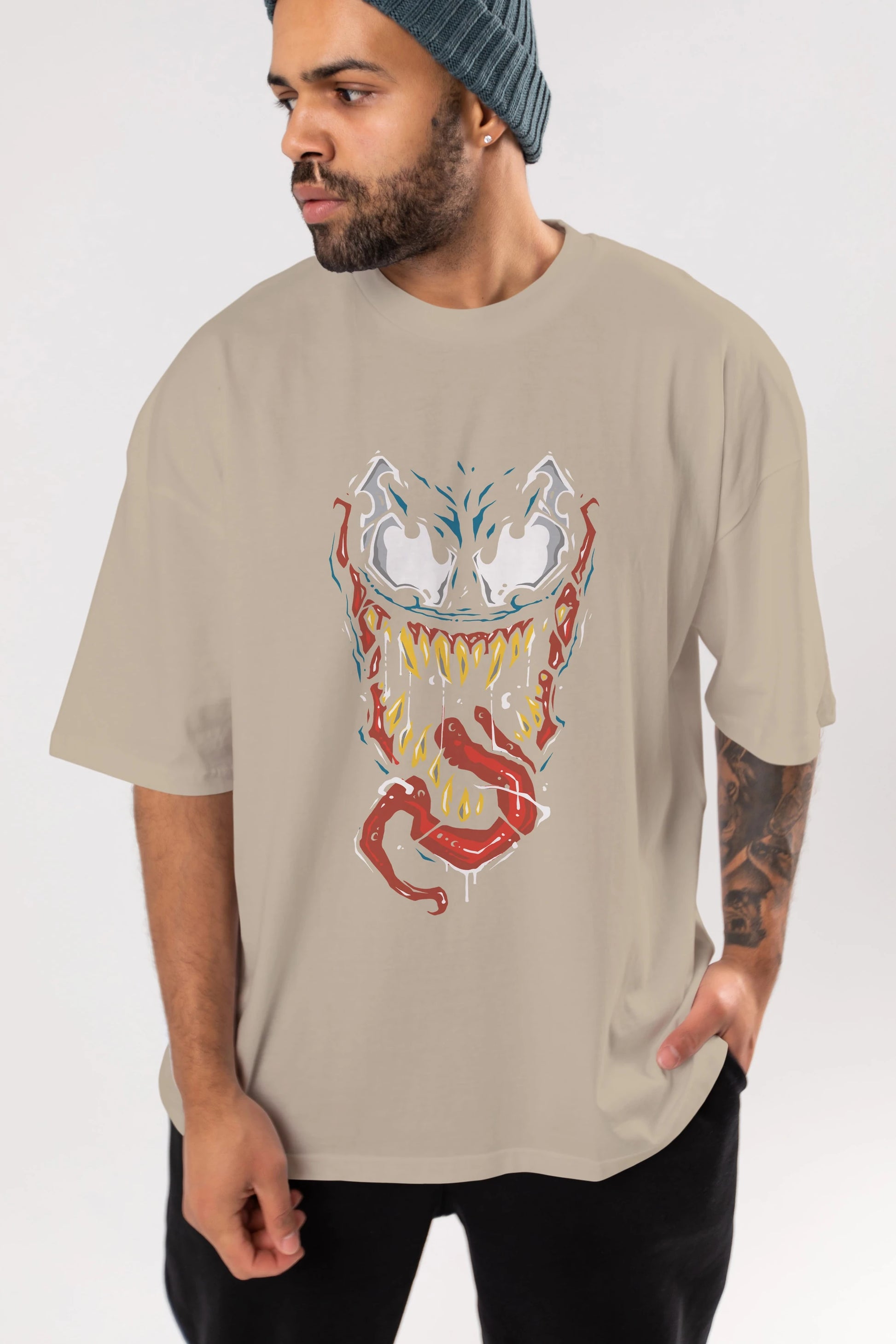 Venom (15) Ön Baskılı Oversize t-shirt Erkek Kadın Unisex %100 Pamuk Bisiklet Yaka tişort