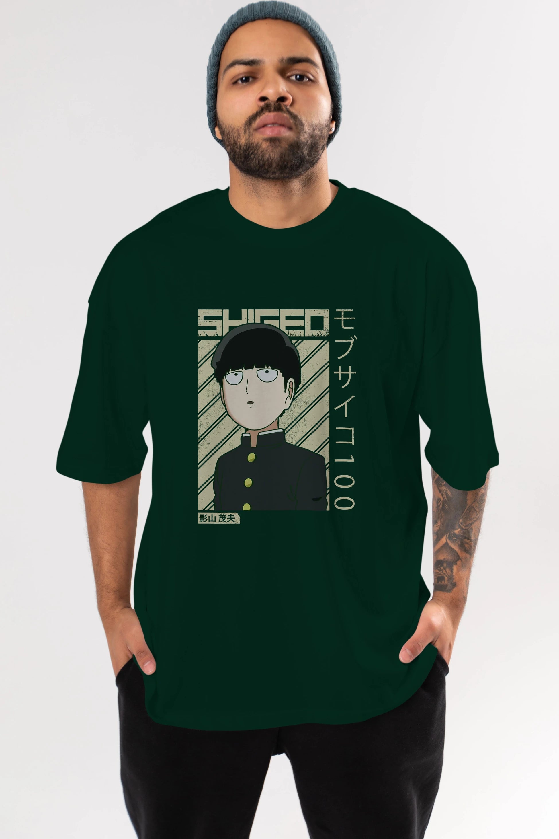 Shigeo Kageyama 2 Anime Ön Baskılı Oversize t-shirt %100 pamuk Erkek Kadın Unisex
