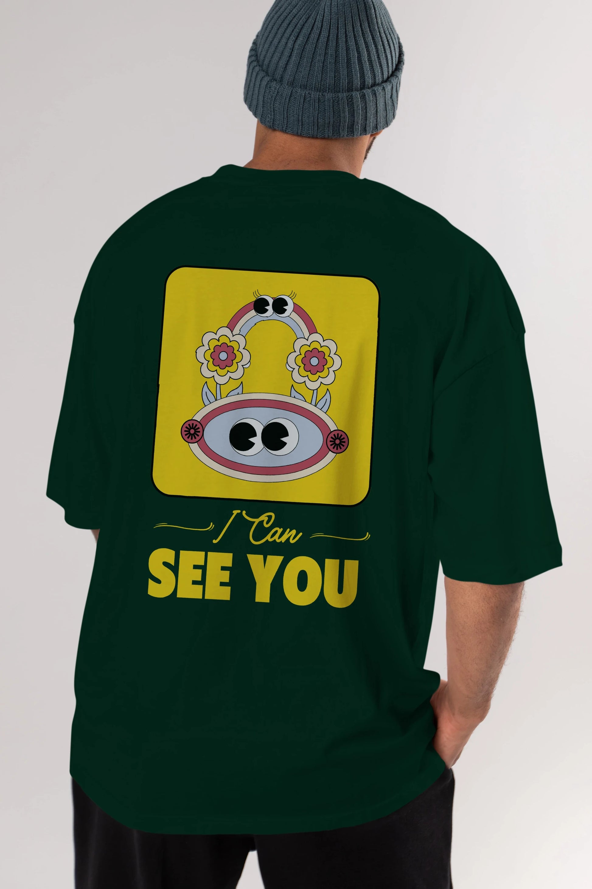 I Can See You Yazılı Arka Baskılı Oversize t-shirt Erkek Kadın Unisex