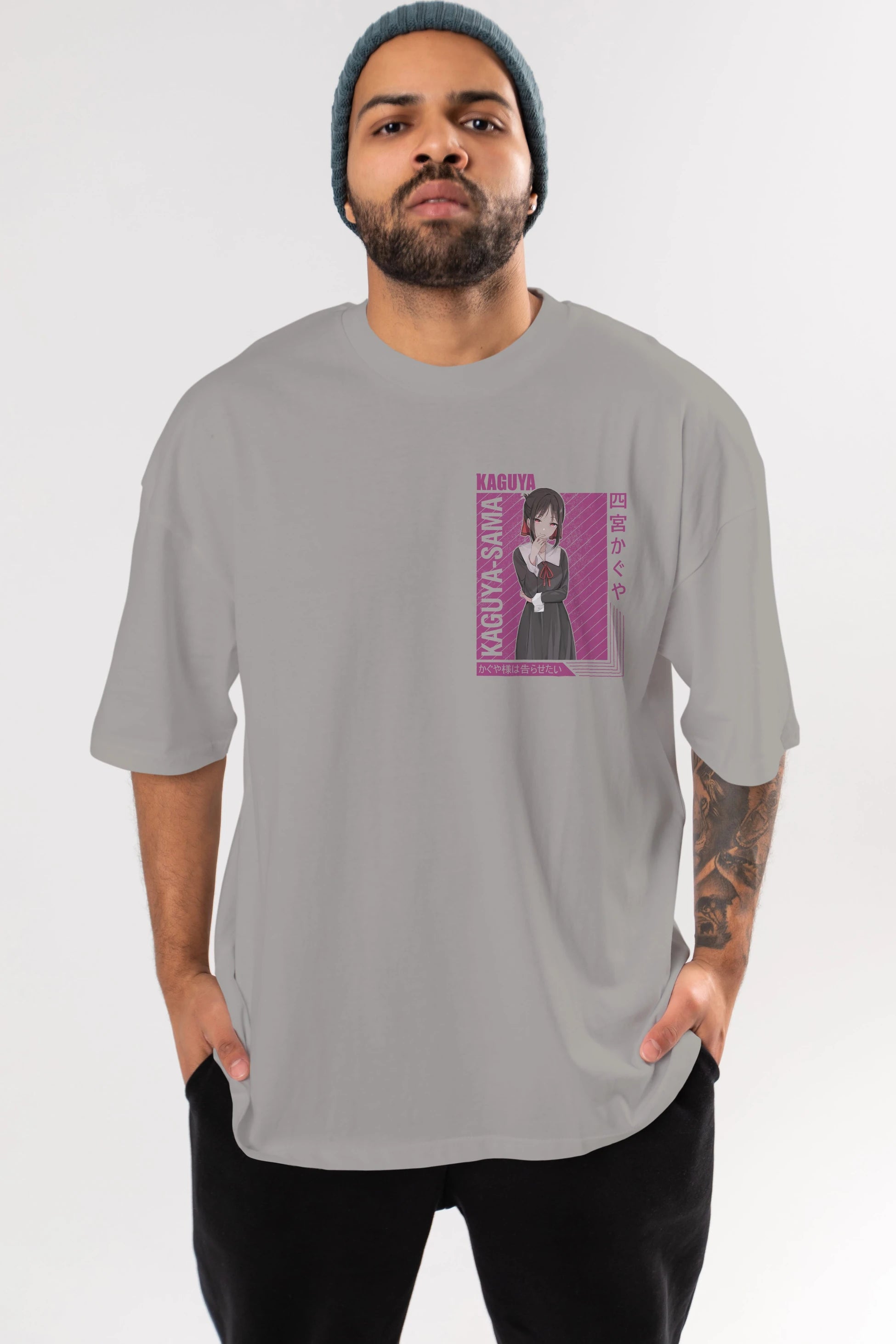 Kaguya Shinomiya 4 1 Ön Sol Baskılı Oversize t-shirt Erkek Kadın Unisex %100 Pamuk Bisiklet Yaka tişort