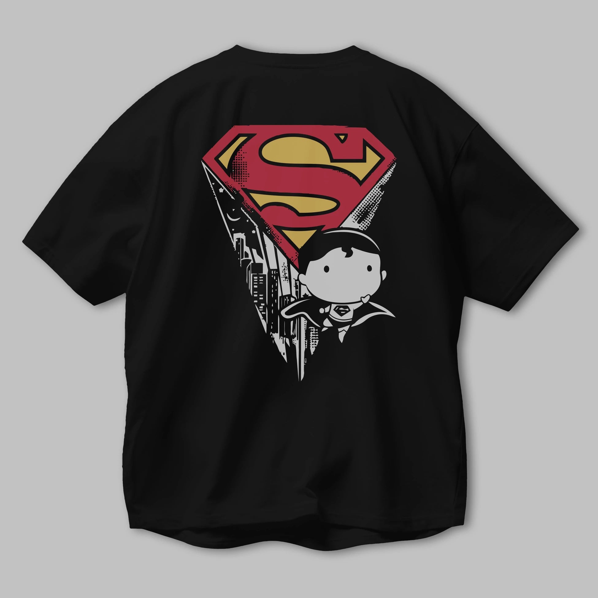 Superman Arka Baskılı Oversize t-shirt Erkek Kadın Unisex %100 Pamuk Bisiklet Yaka tişort