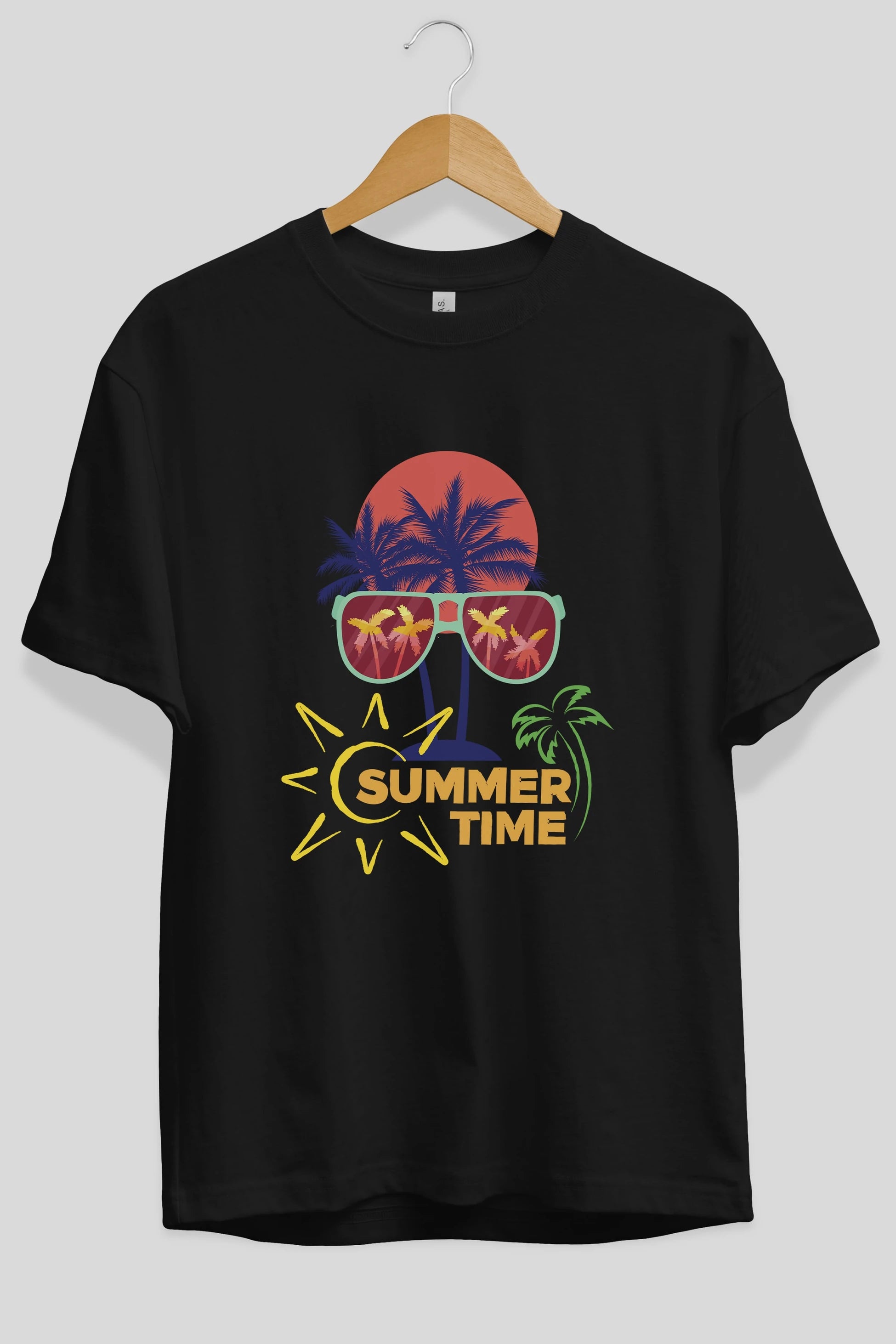 Summer Time Yazılı Ön Baskılı Oversize t-shirt Erkek Kadın Unisex