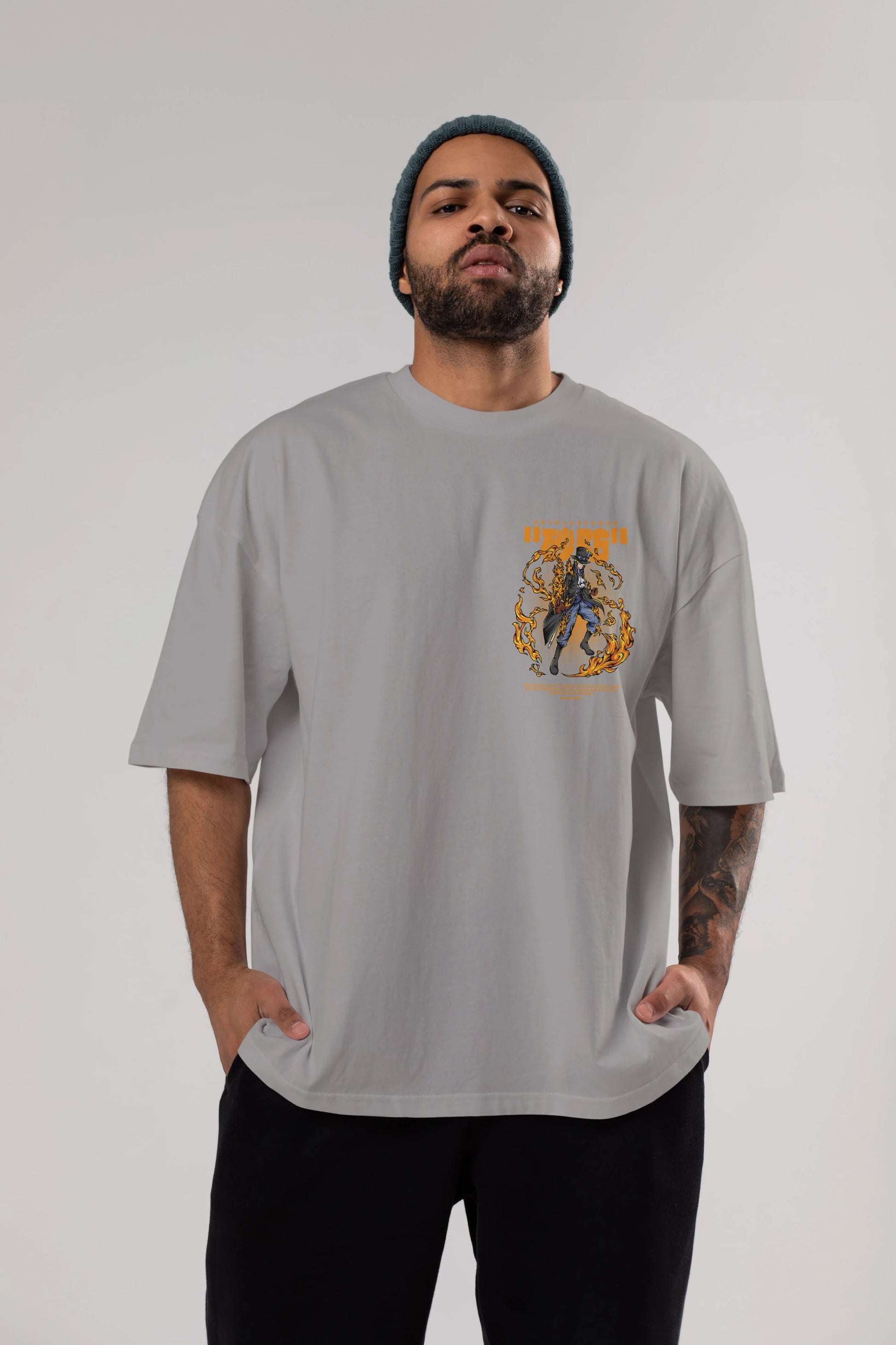 Revolusioner Sabo Ön Sol Baskılı Oversize t-shirt Erkek Kadın Unisex %100 Pamuk Bisiklet Yaka tişort