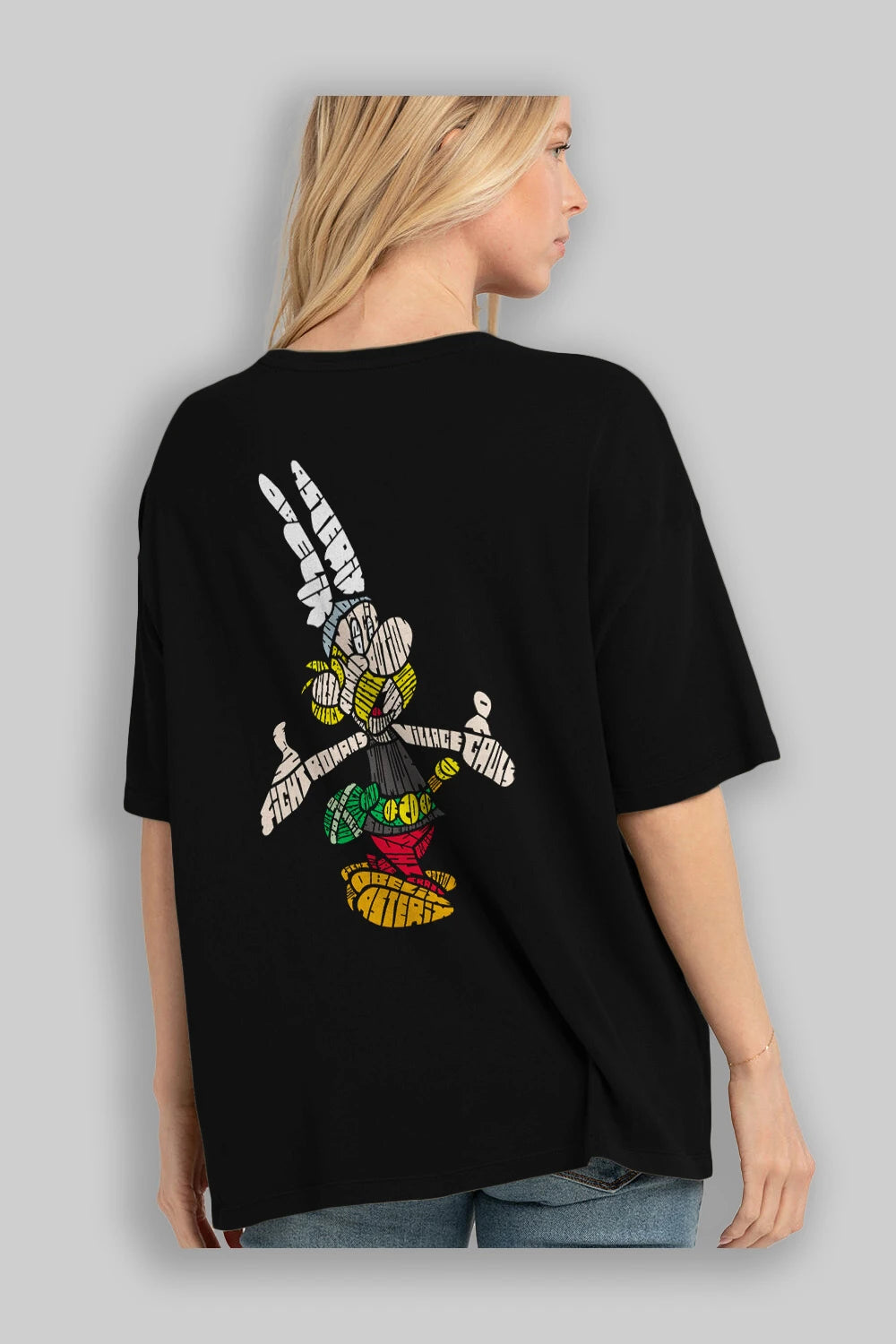 Asterix Arka Baskılı Oversize t-shirt %100 pamuk Erkek Kadın Unisex