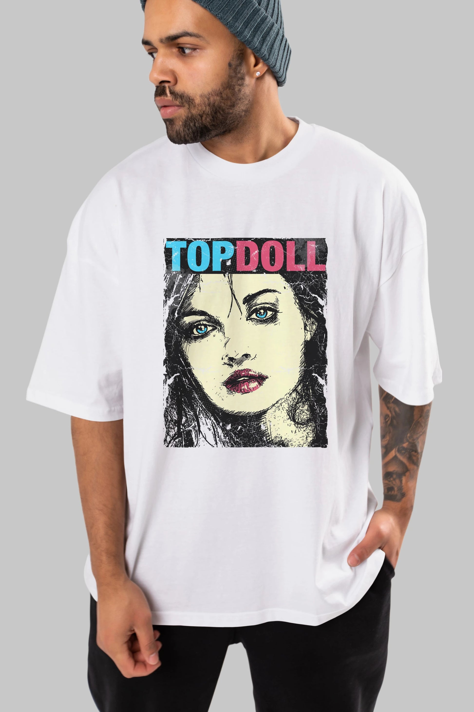 Topdoll Streetwear Ön Baskılı Oversize t-shirt Erkek Kadın Unisex
