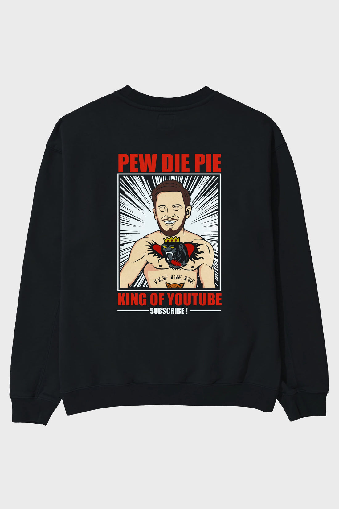Pew Die Pie Fighter Arka Baskılı Oversize Sweatshirt Erkek Kadın Unisex
