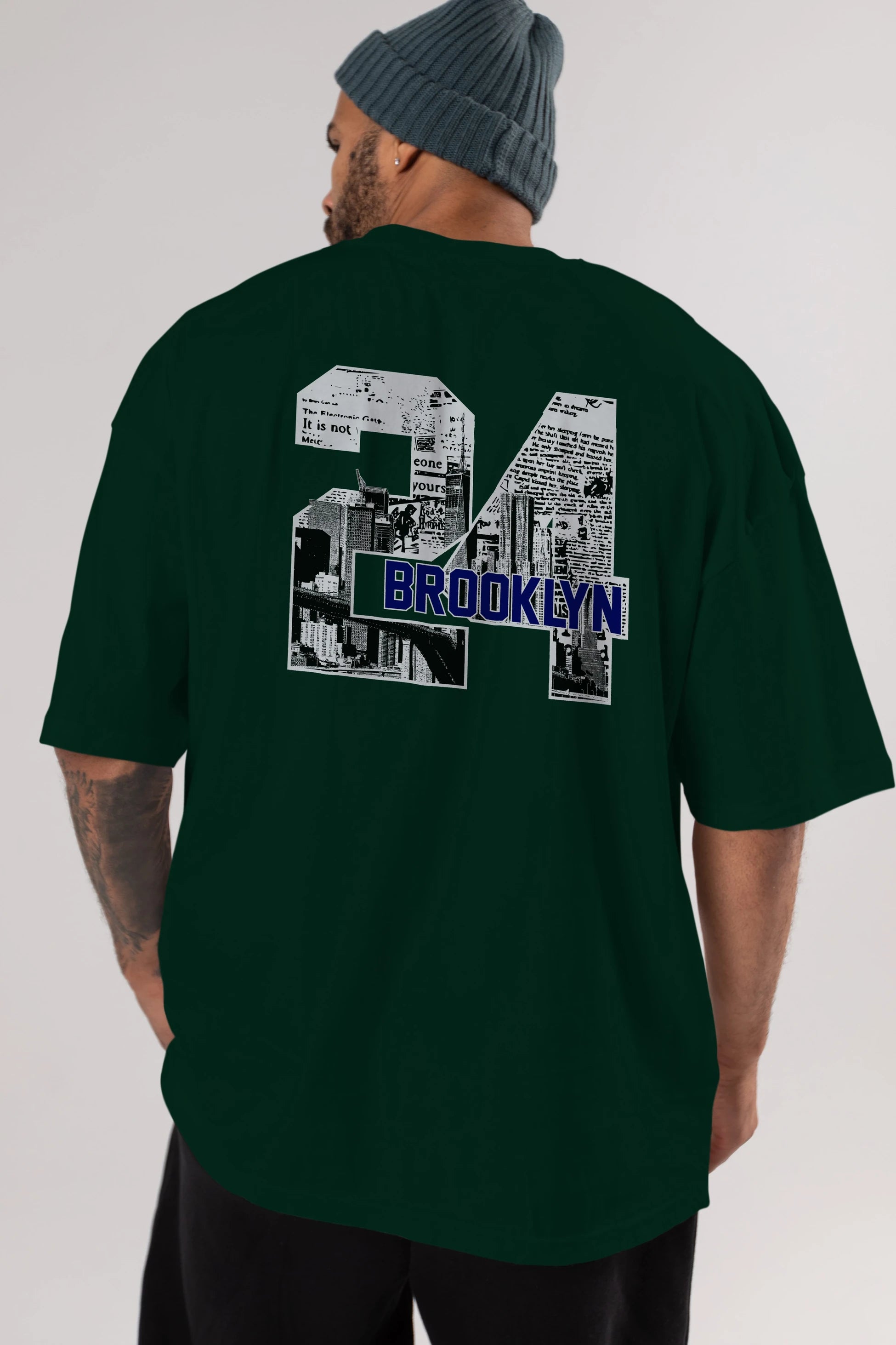 Brooklyn 24 Arka Baskılı Oversize t-shirt Erkek Kadın Unisex