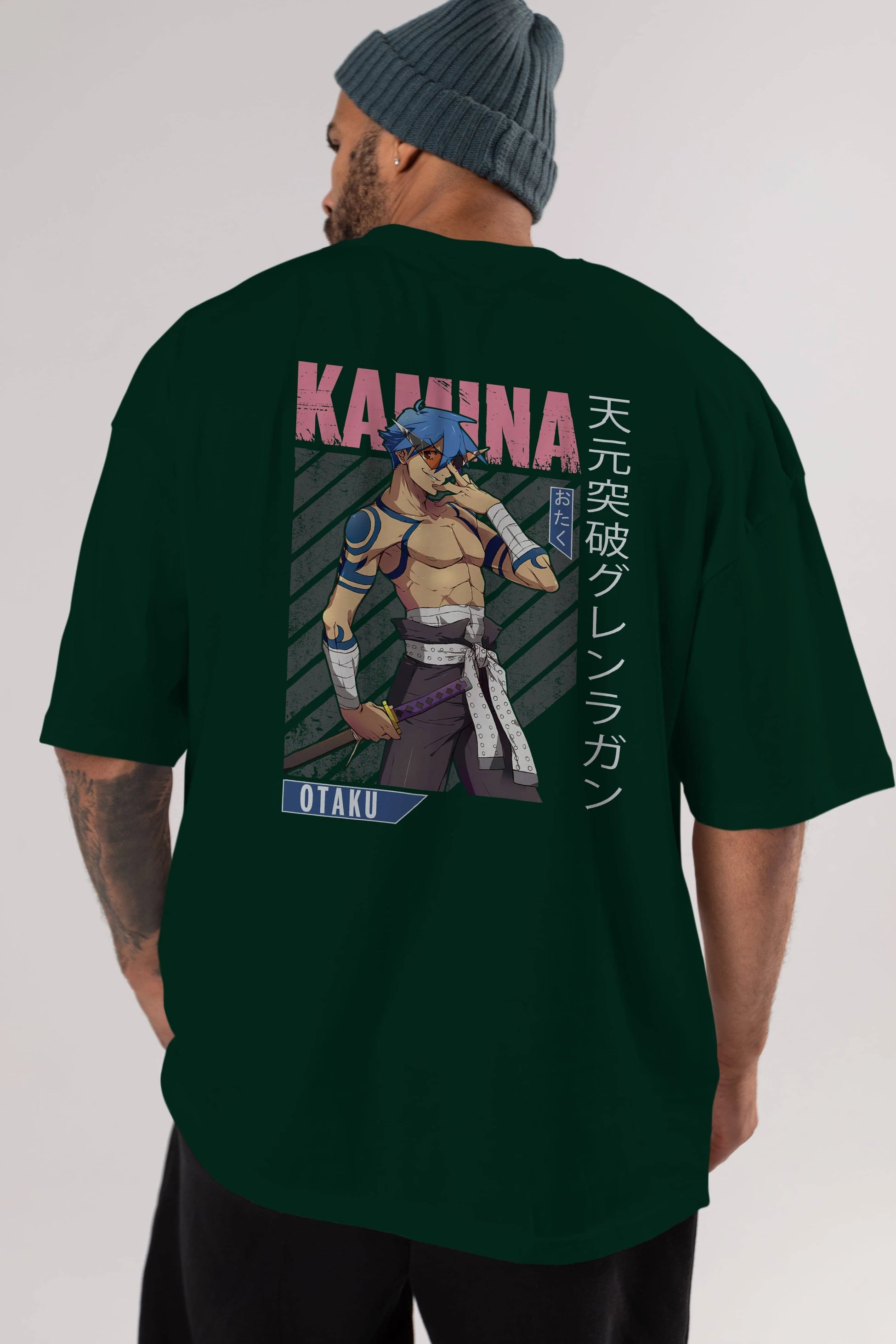 Kamina 5 Anime Arka Baskılı Oversize t-shirt Erkek Kadın Unisex