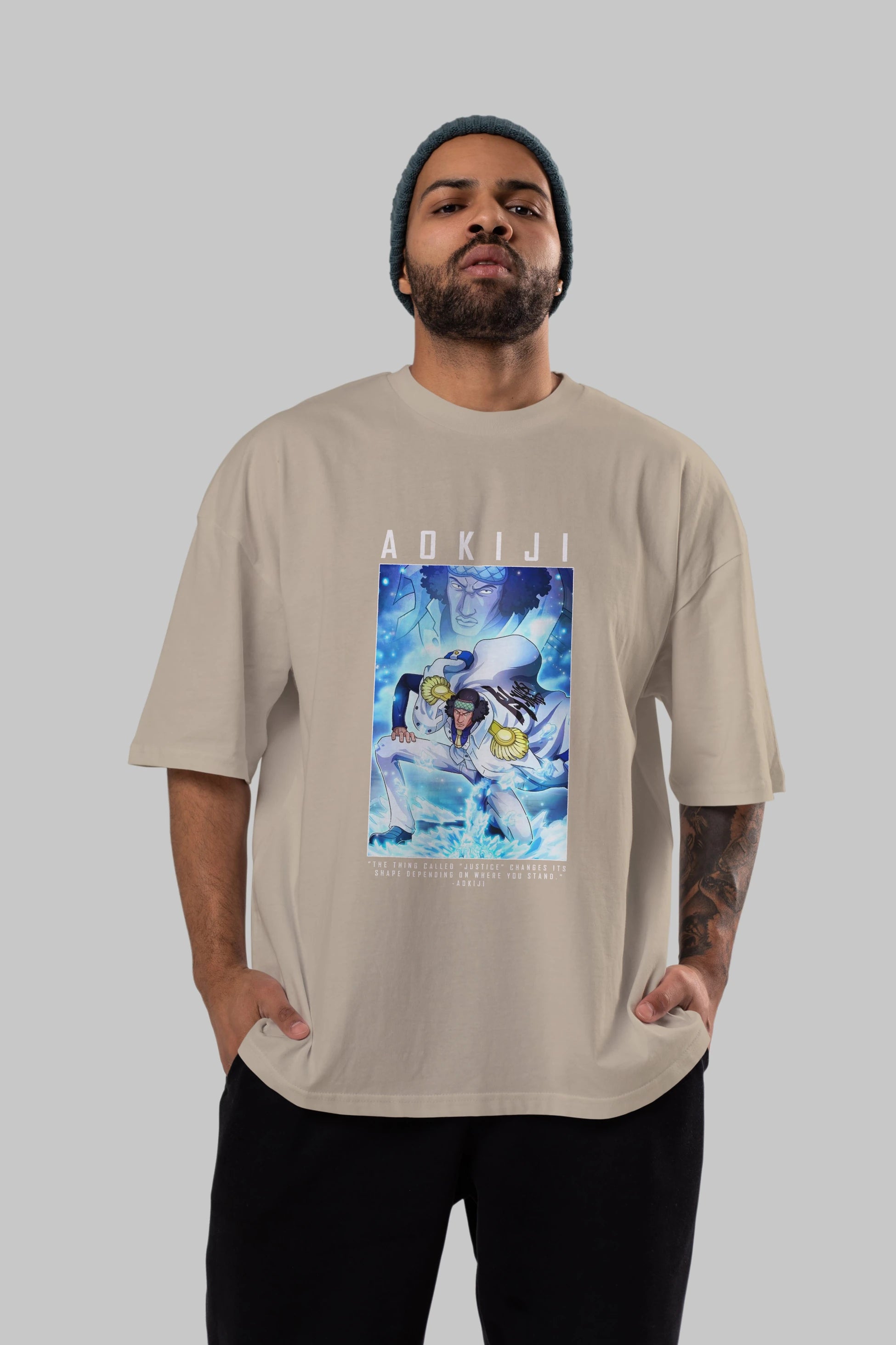 Kuzan Anime Ön Baskılı Oversize t-shirt Erkek Kadın Unisex