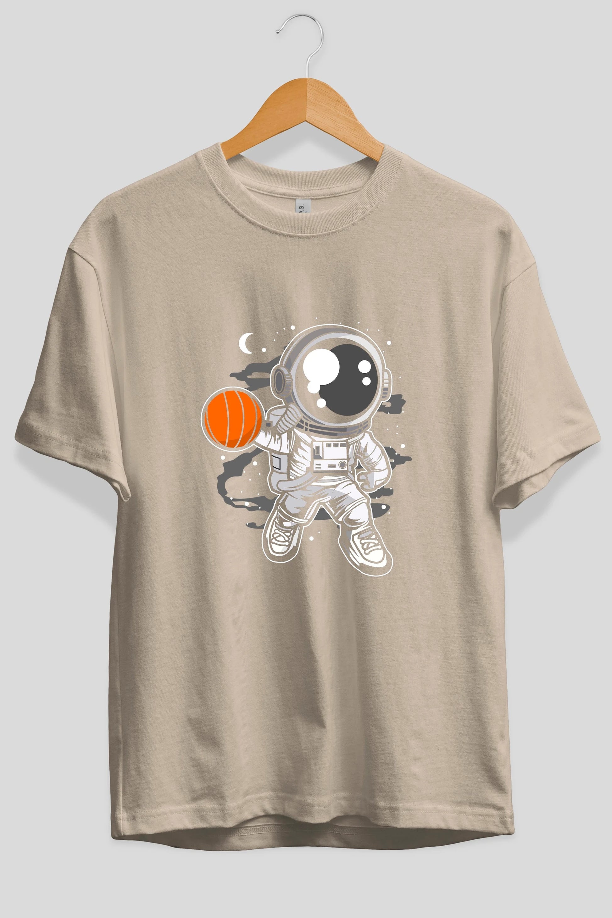 Astronaut Basketball Ön Baskılı Oversize t-shirt Erkek Kadın Unisex