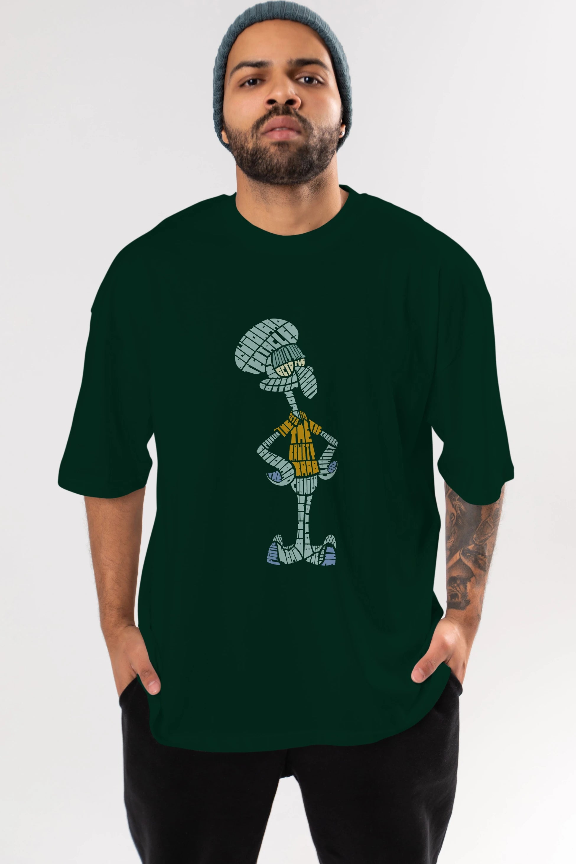 Squidward Ön Baskılı Oversize t-shirt %100 pamuk Erkek Kadın Unisex