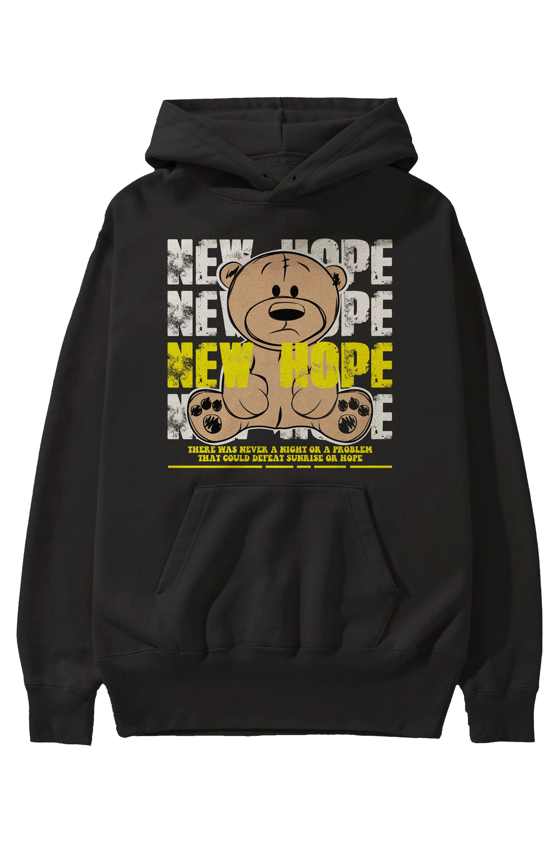 Teddy Bear New Hope Ön Baskılı Hoodie Oversize Kapüşonlu Sweatshirt Erkek Kadın Unisex