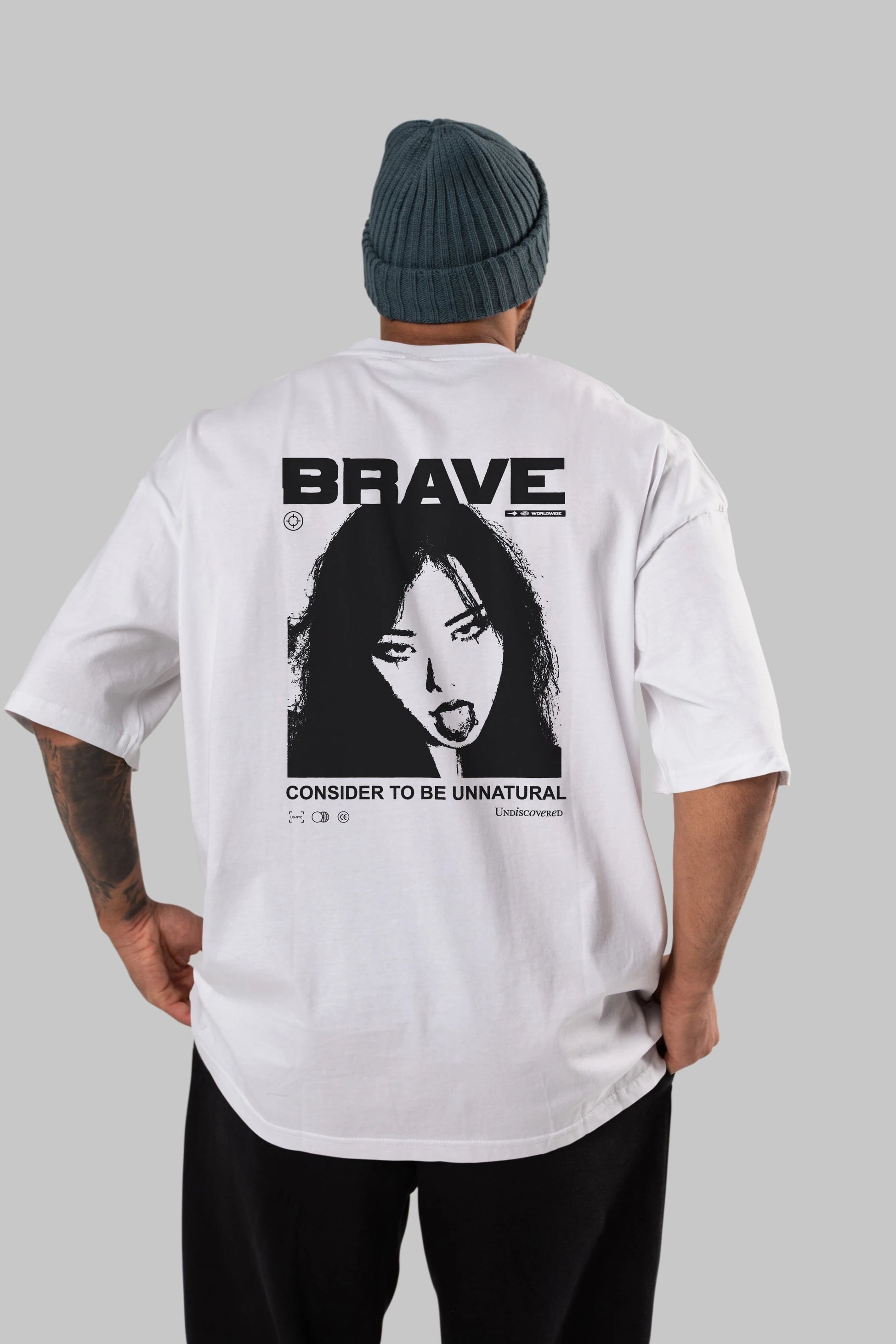Brave Arka Baskılı Oversize t-shirt Erkek Kadın Unisex