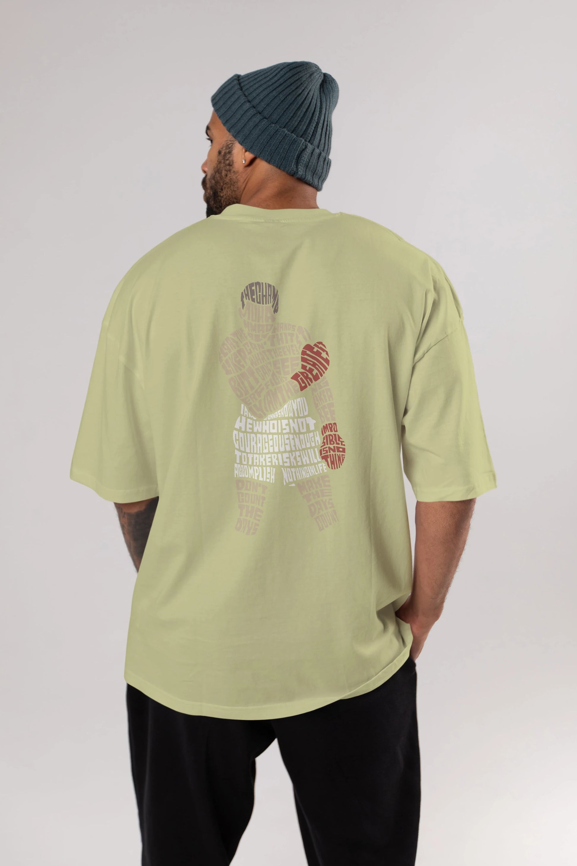 The Champ Muhammad Ali Arka Baskılı Oversize t-shirt %100 pamuk Erkek Kadın Unisex