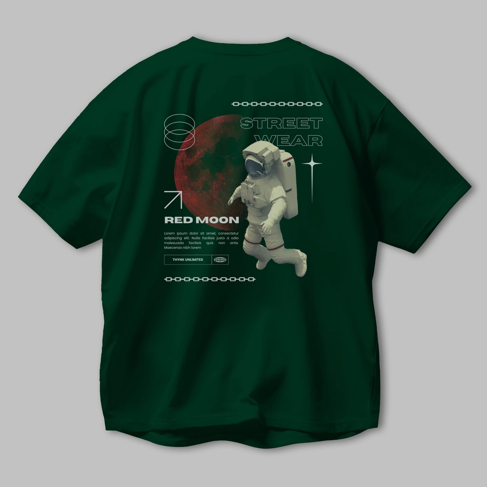Red Moon Streetwear Arka Baskılı Oversize t-shirt Erkek Kadın Unisex
