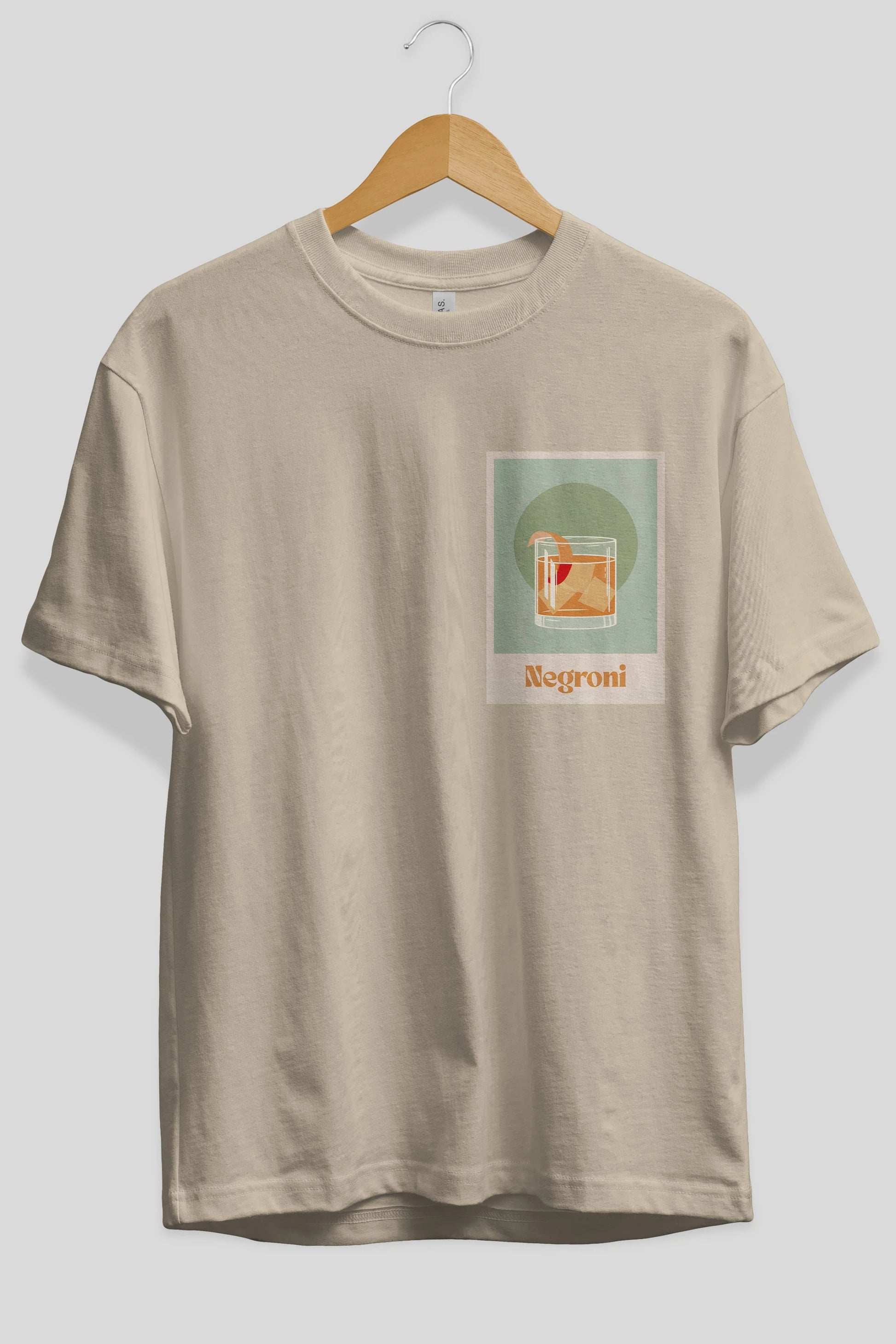 Negroni 5 Ön Sol Baskılı Oversize t-shirt Erkek Kadın Unisex %100 Pamuk Bisiklet Yaka tişort