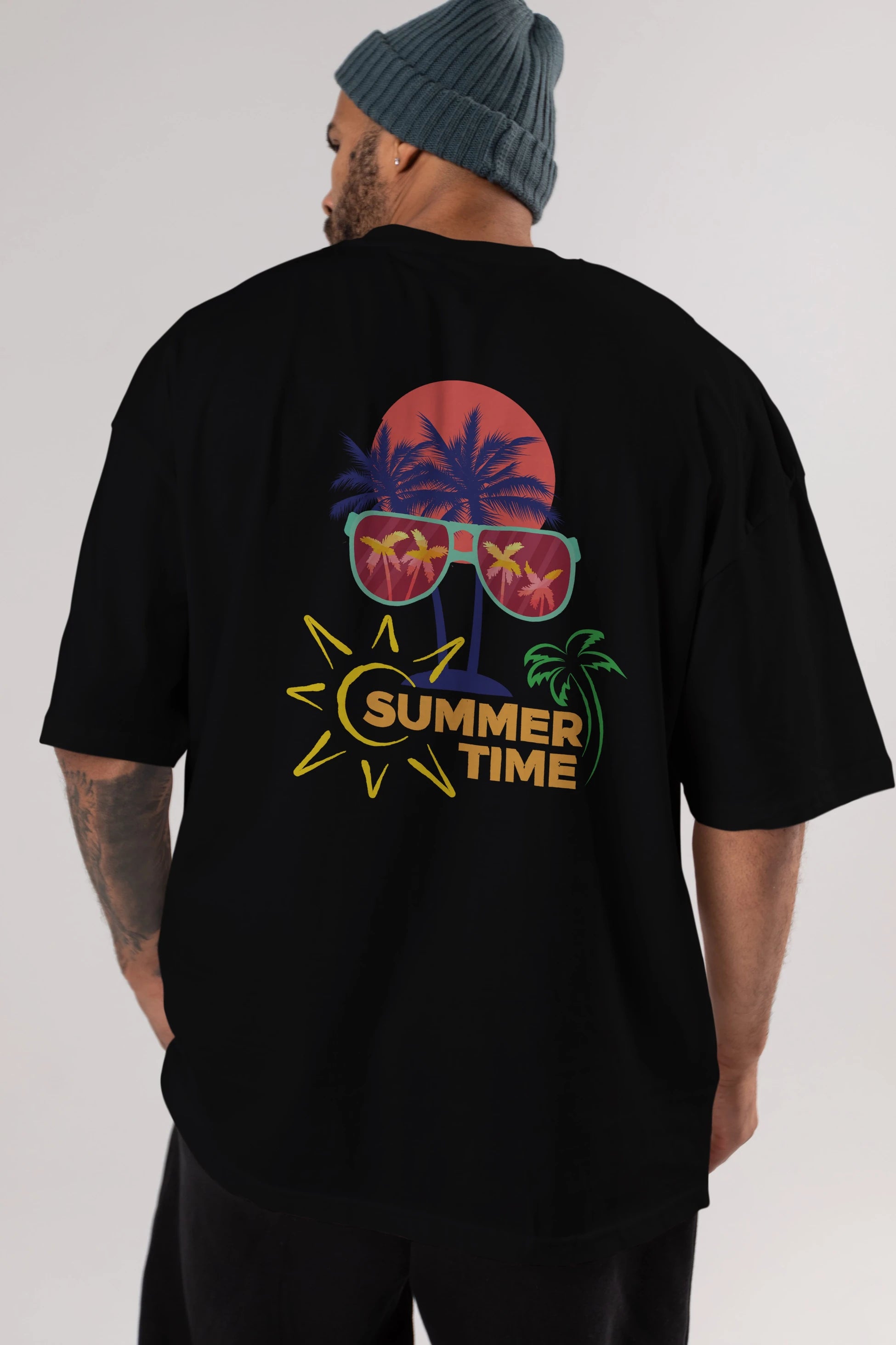 Summer Time Yazılı Arka Baskılı Oversize t-shirt Erkek Kadın Unisex