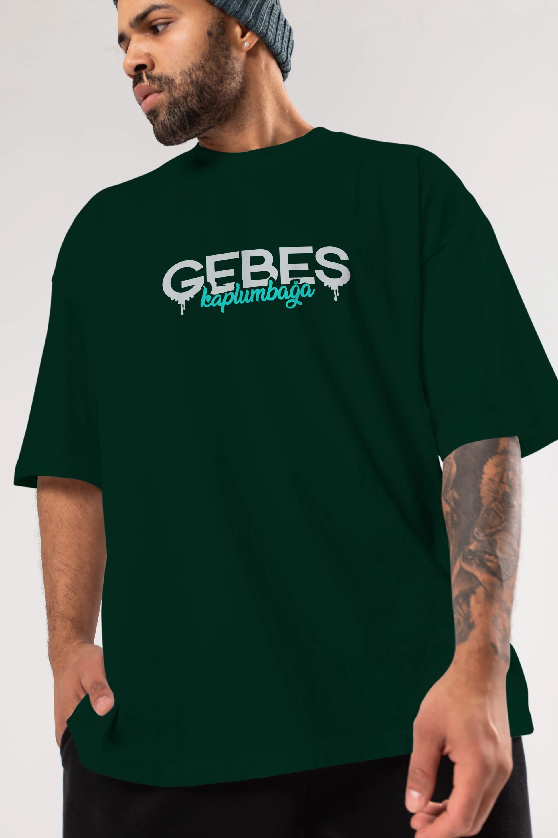 Gebeş Kaplumbağa Ön Baskılı Oversize t-shirt %100 pamuk Erkek Kadın Unisex