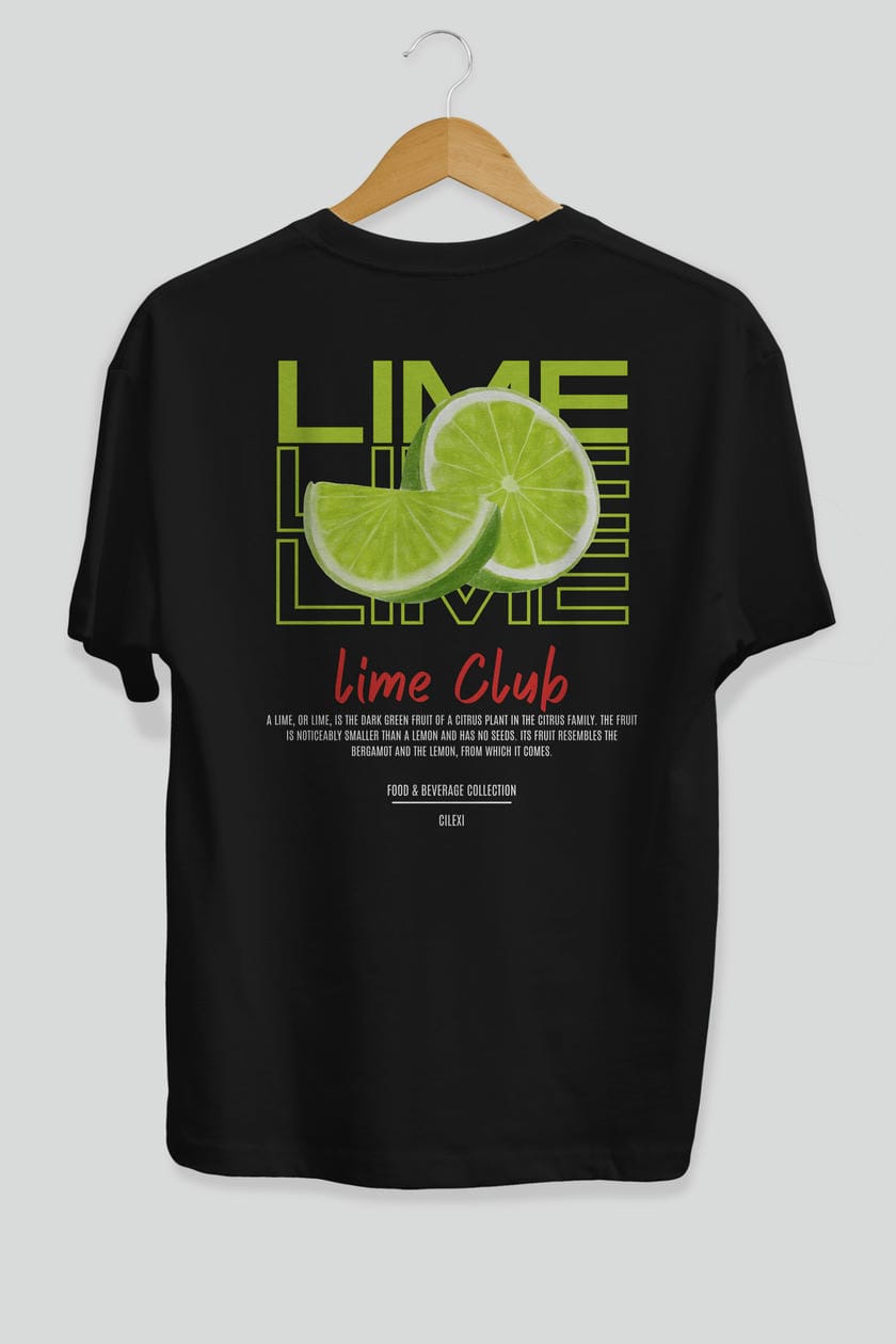 Lime Kokteyl Serisi Baskılı Oversize t-shirt Erkek Kadın Unisex %100 Pamuk Bisiklet Yaka tişort