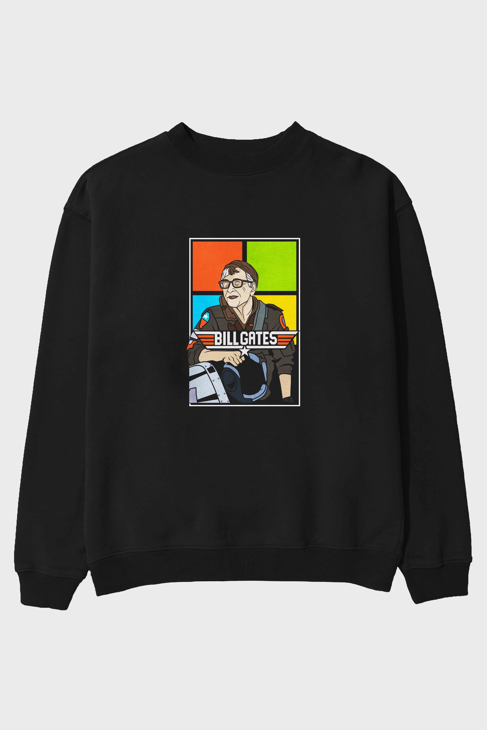 Bill Gates Top Gun Ön Baskılı Oversize Sweatshirt Erkek Kadın Unisex